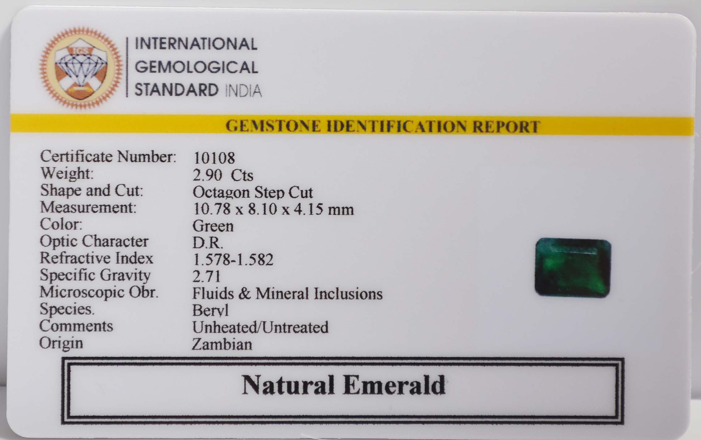 EMERALD 2.9 Ct. 3 EMR22110 2 EMERALD 2.9 Ct.