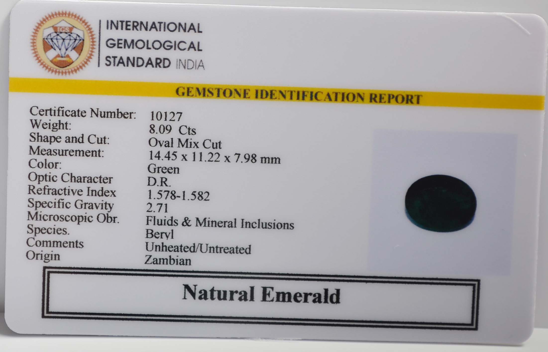 EMERALD 8.09 Ct. 3 EMR22121 2 EMERALD 8.09 Ct.