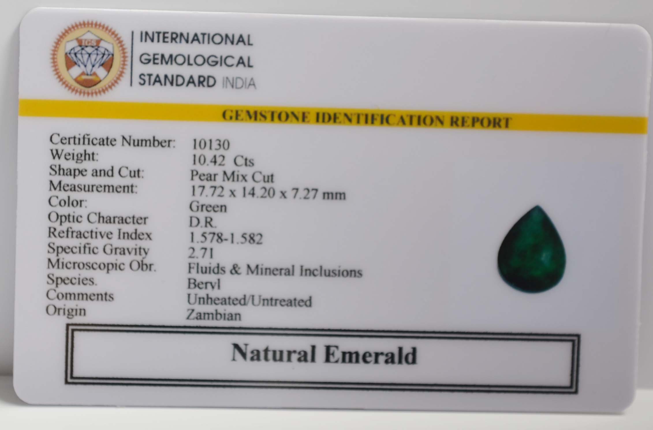 EMERALD 10.42 Ct. 3 EMR22123 2 EMERALD 10.42 Ct.