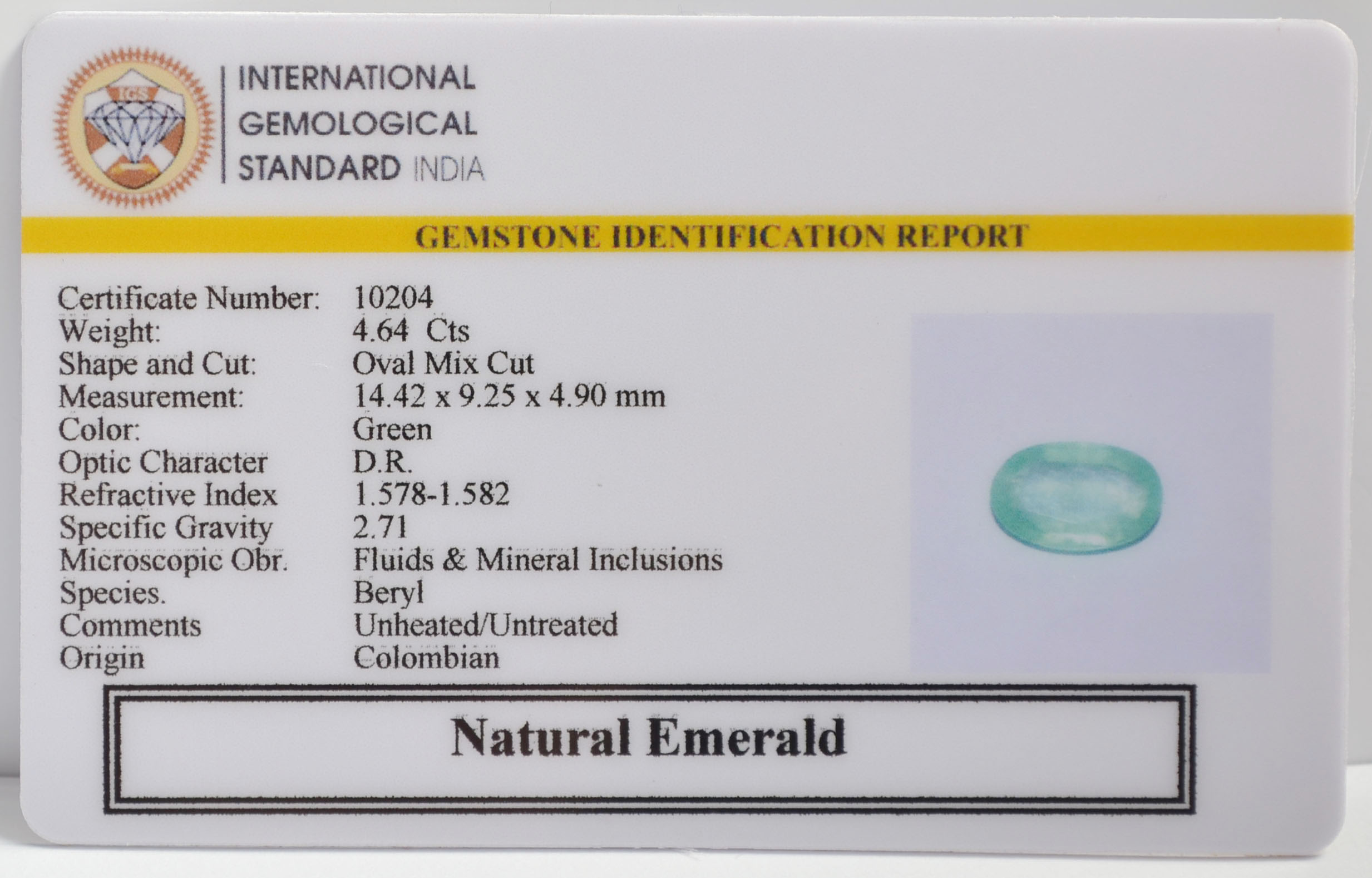 EMR22126 2 EMERALD 4.64 Ct.