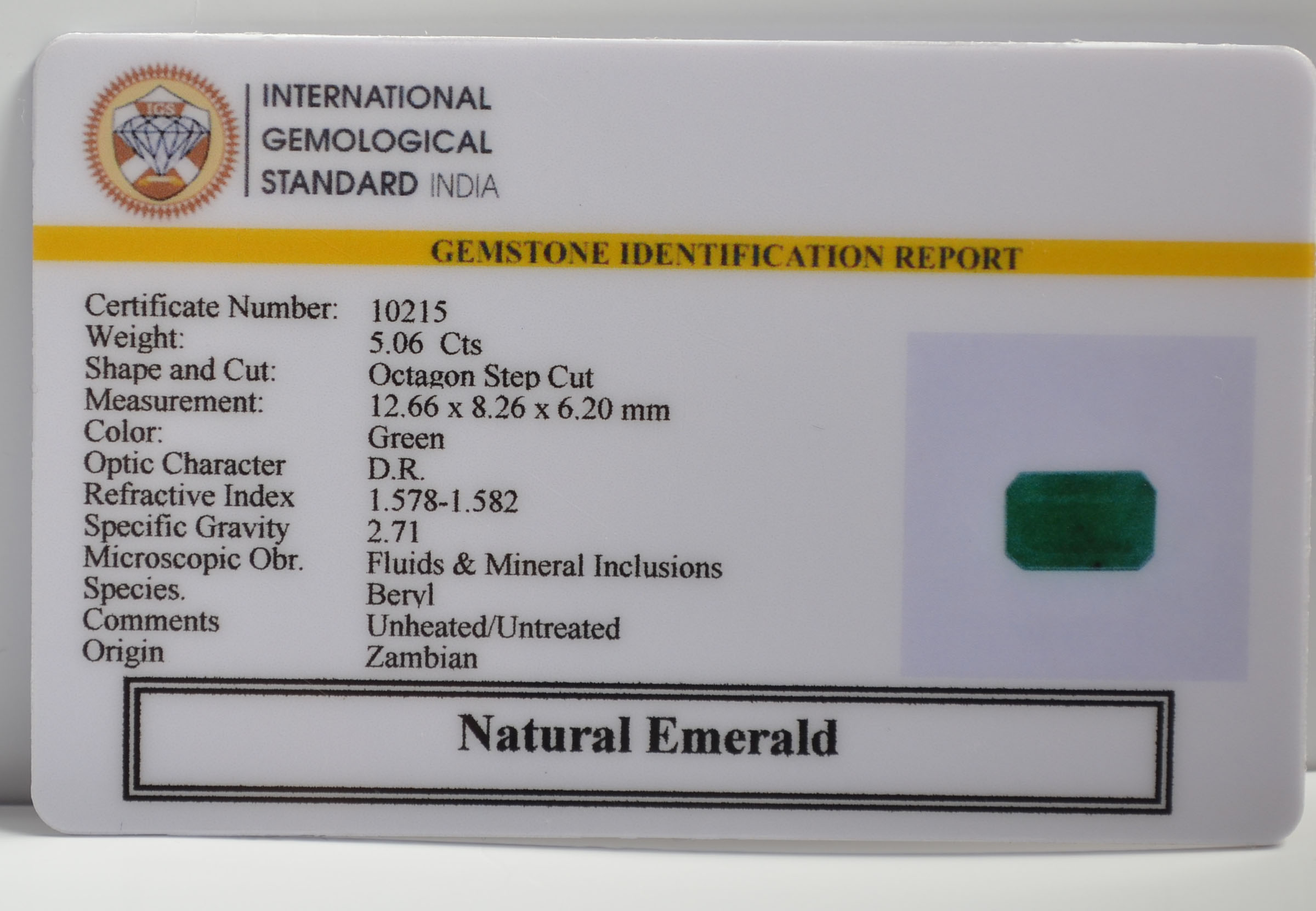 EMERALD 5.06 Ct. 3 EMR22134 2 EMERALD 5.06 Ct.