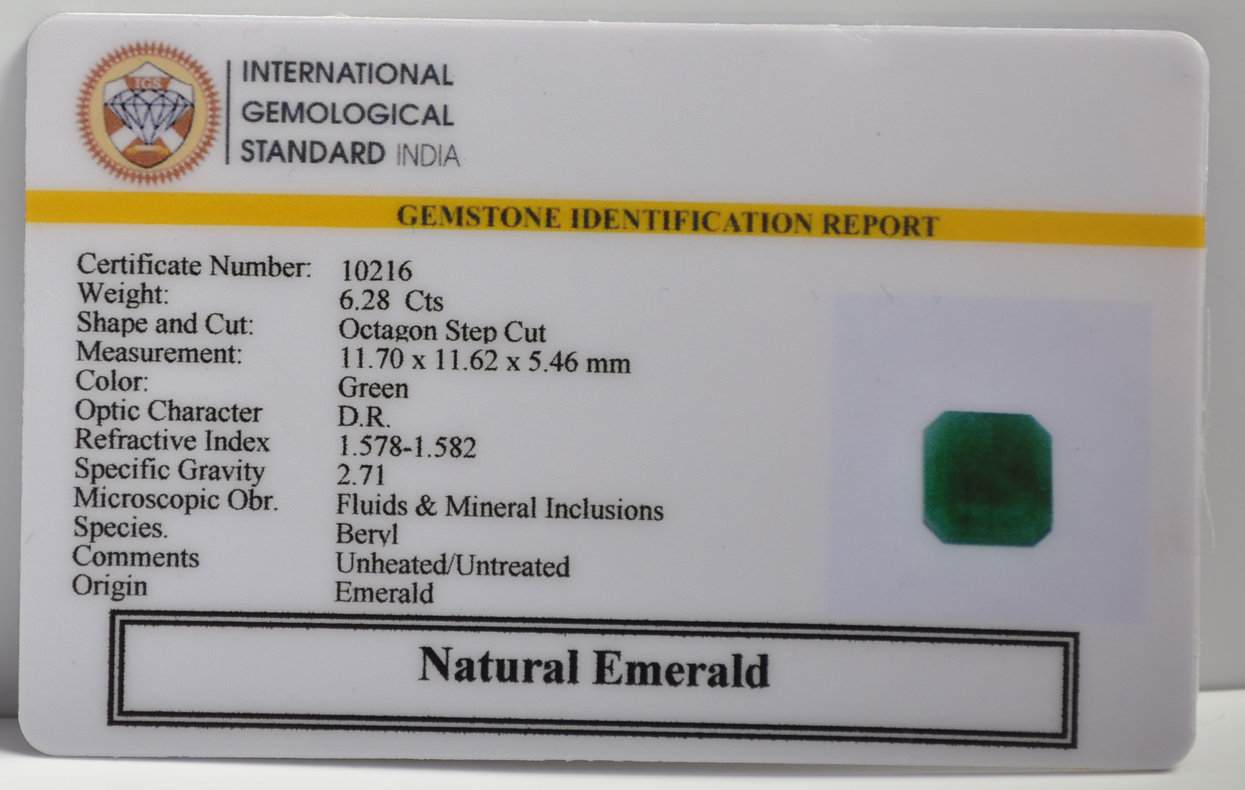 EMERALD 6.28 Ct. 3 EMR22135 2 EMERALD 6.28 Ct.