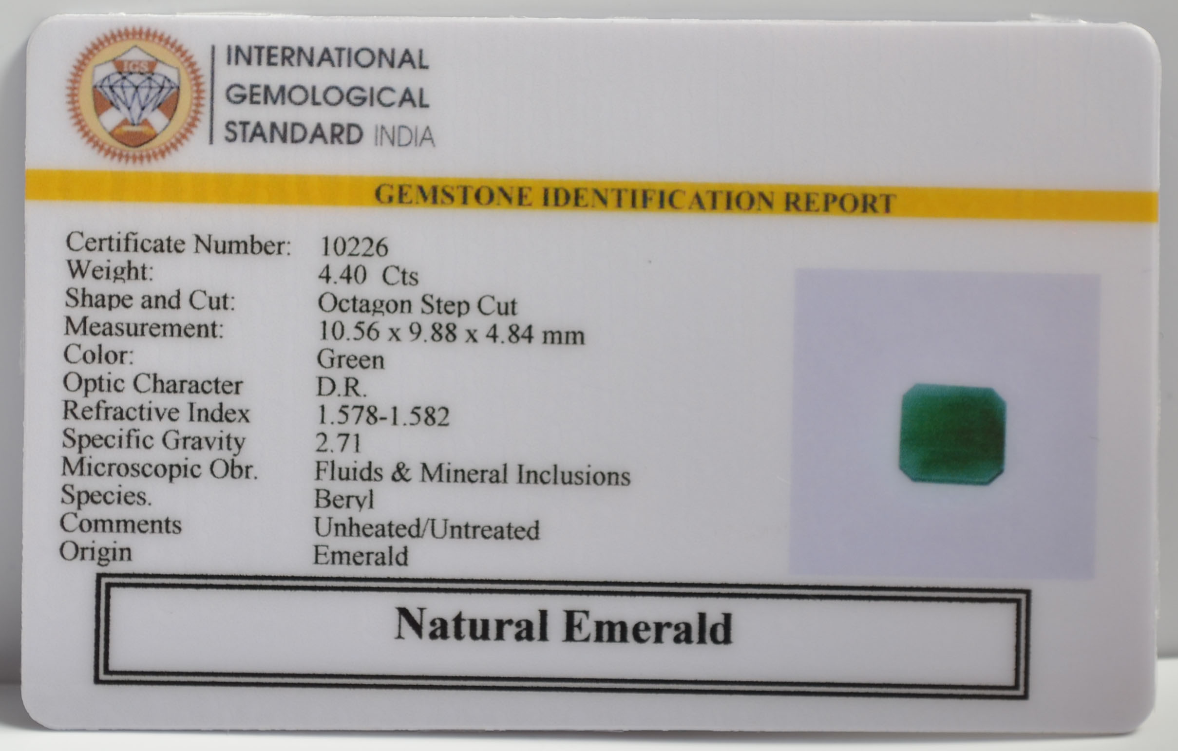 EMERALD 4.4 Ct. 3 EMR22144 2 EMERALD 4.4 Ct.