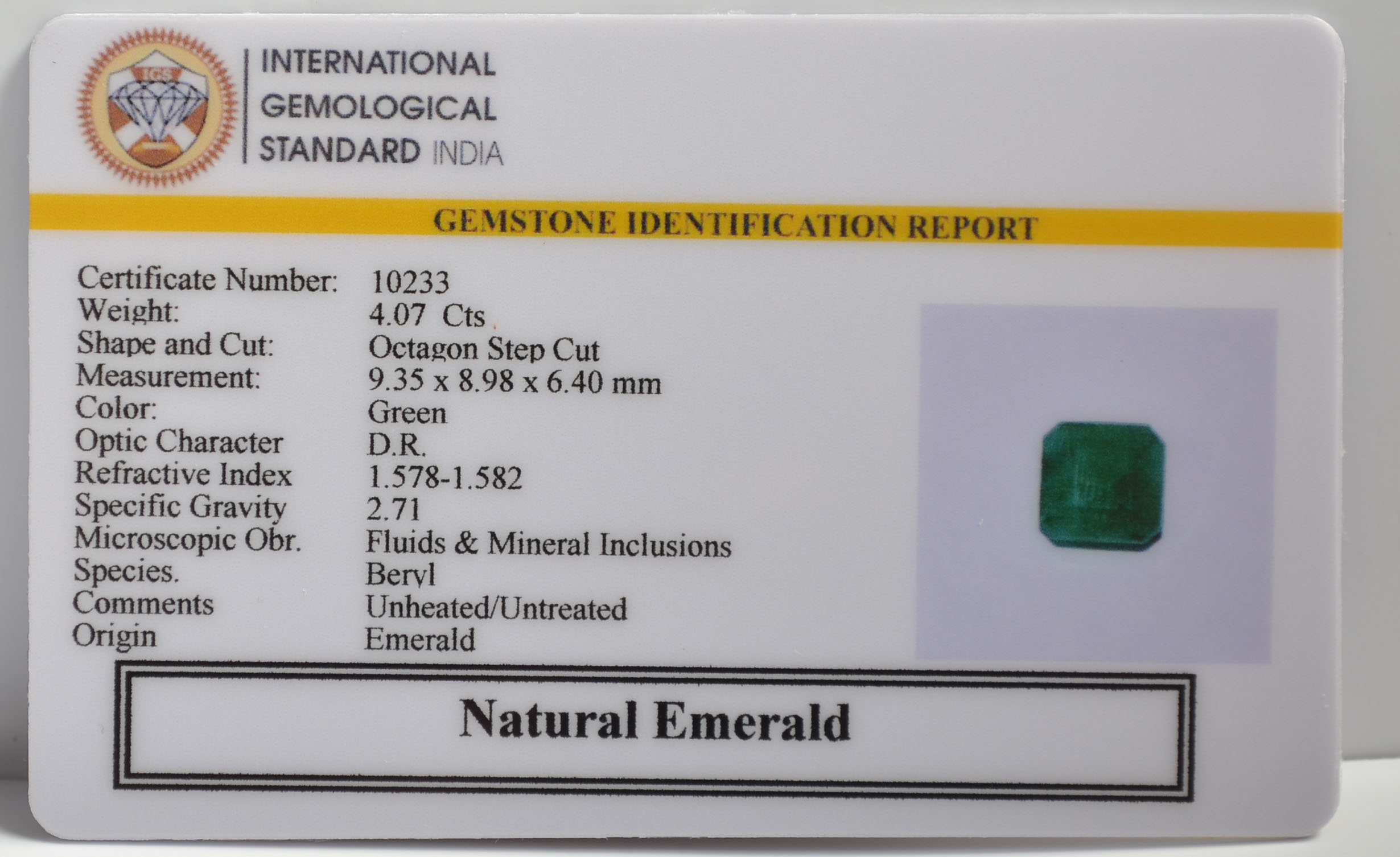 EMR22147 2 EMERALD 4.07 Ct.