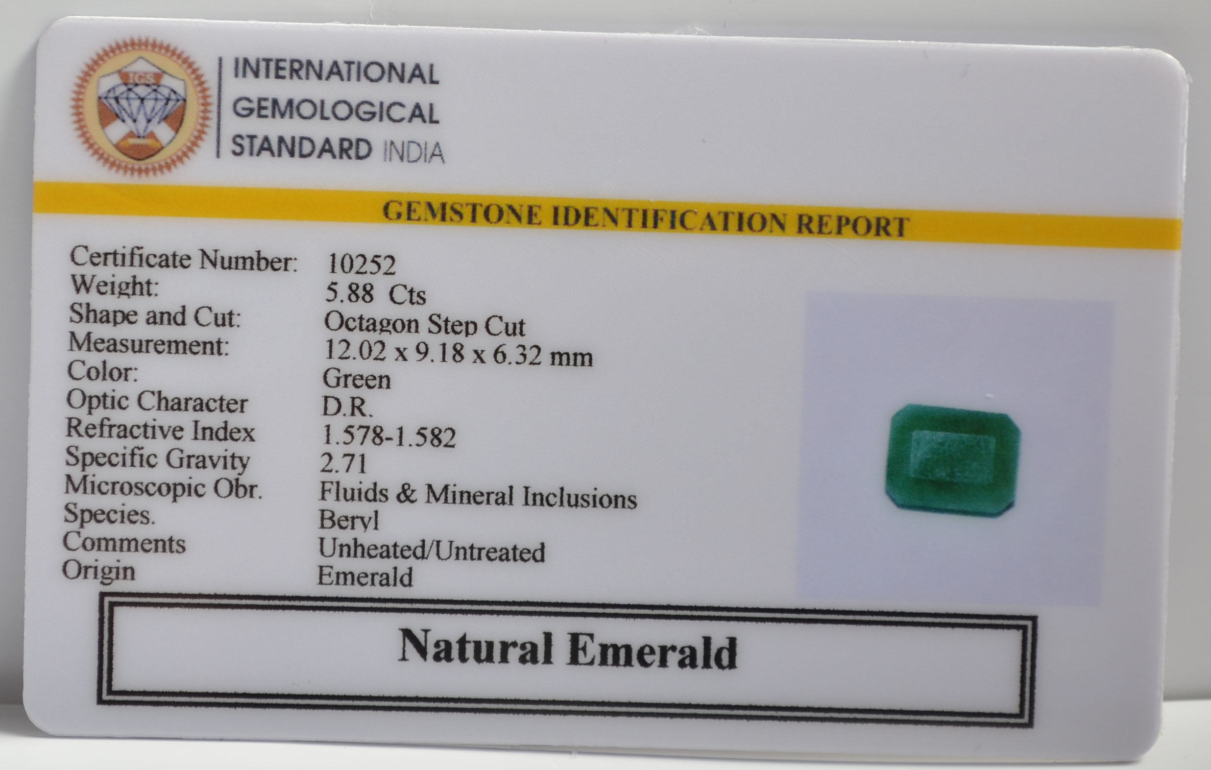 EMERALD 5.88 Ct. 3 EMR22163 2 EMERALD 5.88 Ct.
