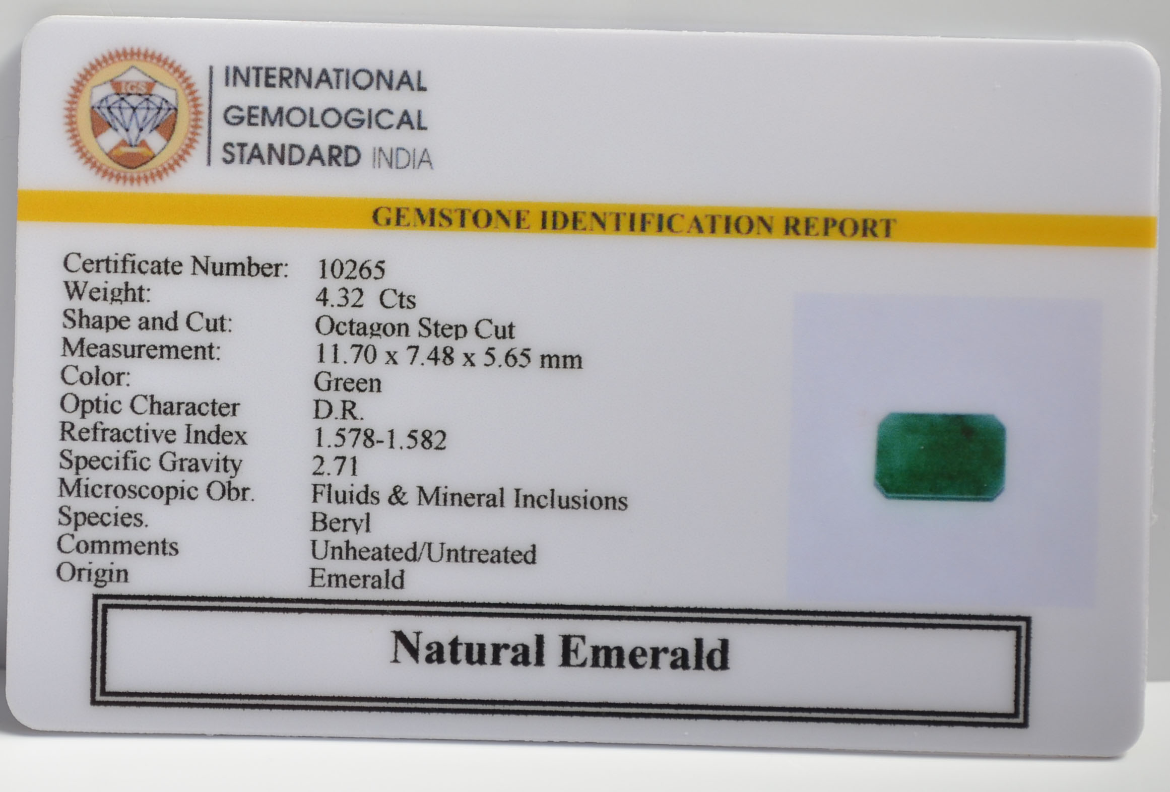 EMR22172 2 EMERALD 4.32 Ct.