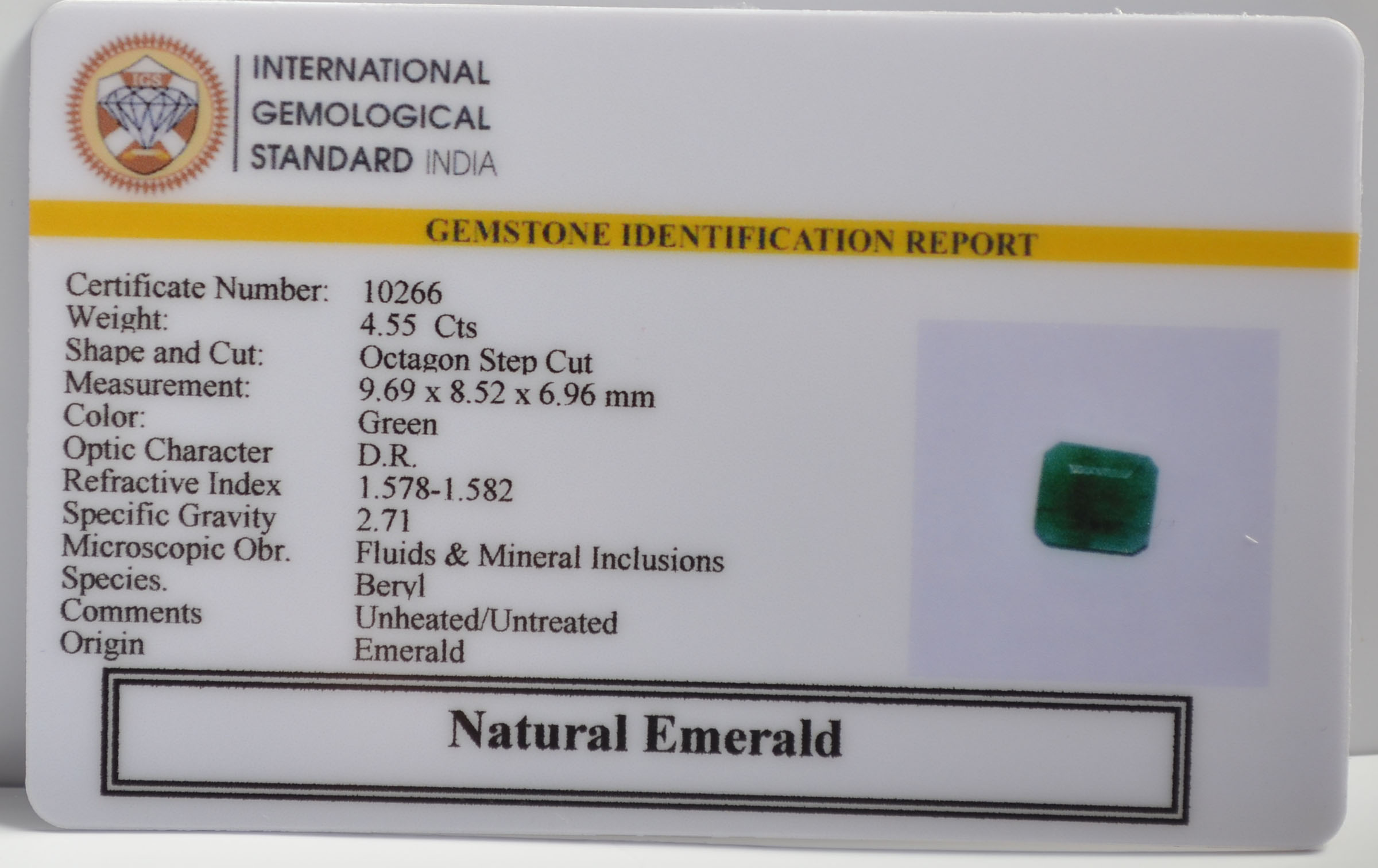 EMR22173 2 EMERALD 4.55 Ct.