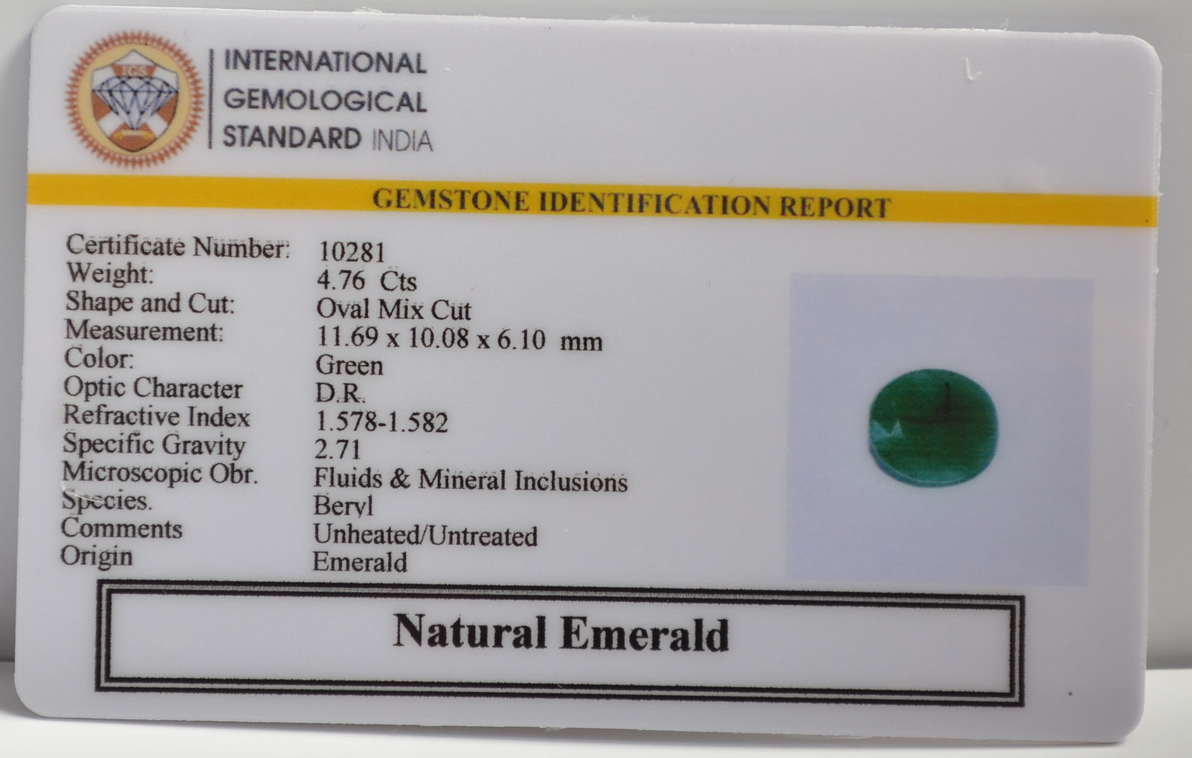 EMR22182 2 EMERALD 4.76 Ct.