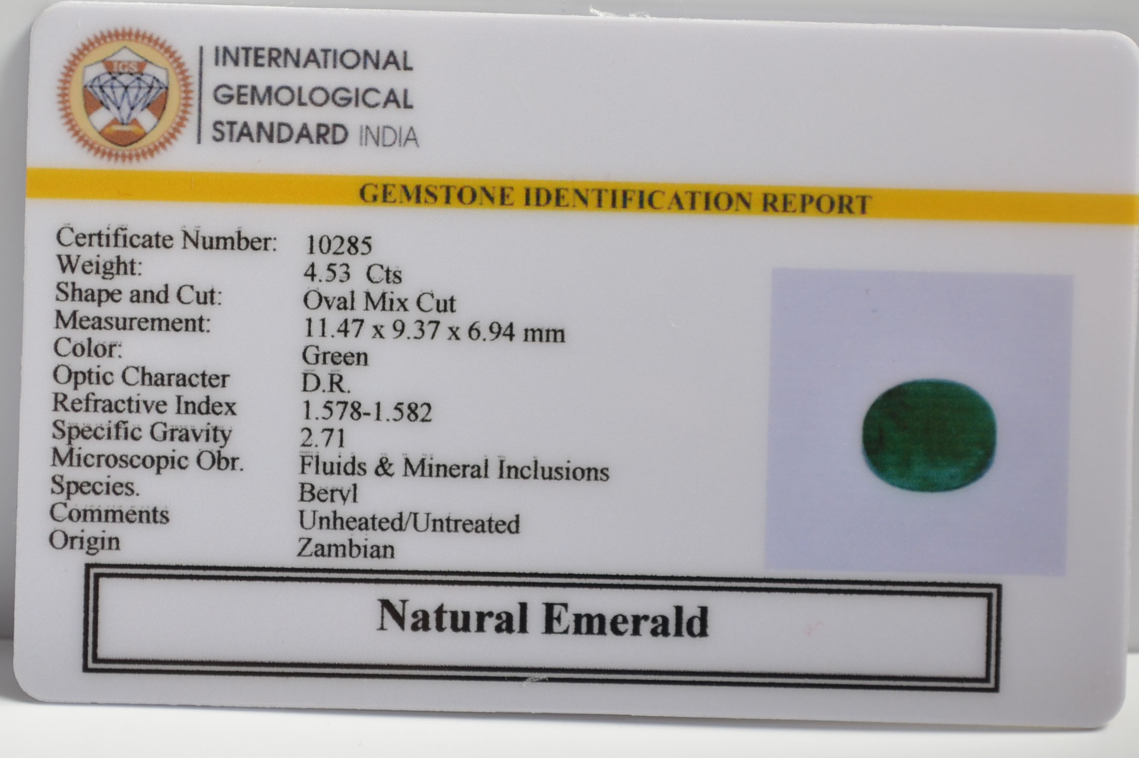 EMR22184 2 EMERALD 4.53 Ct.