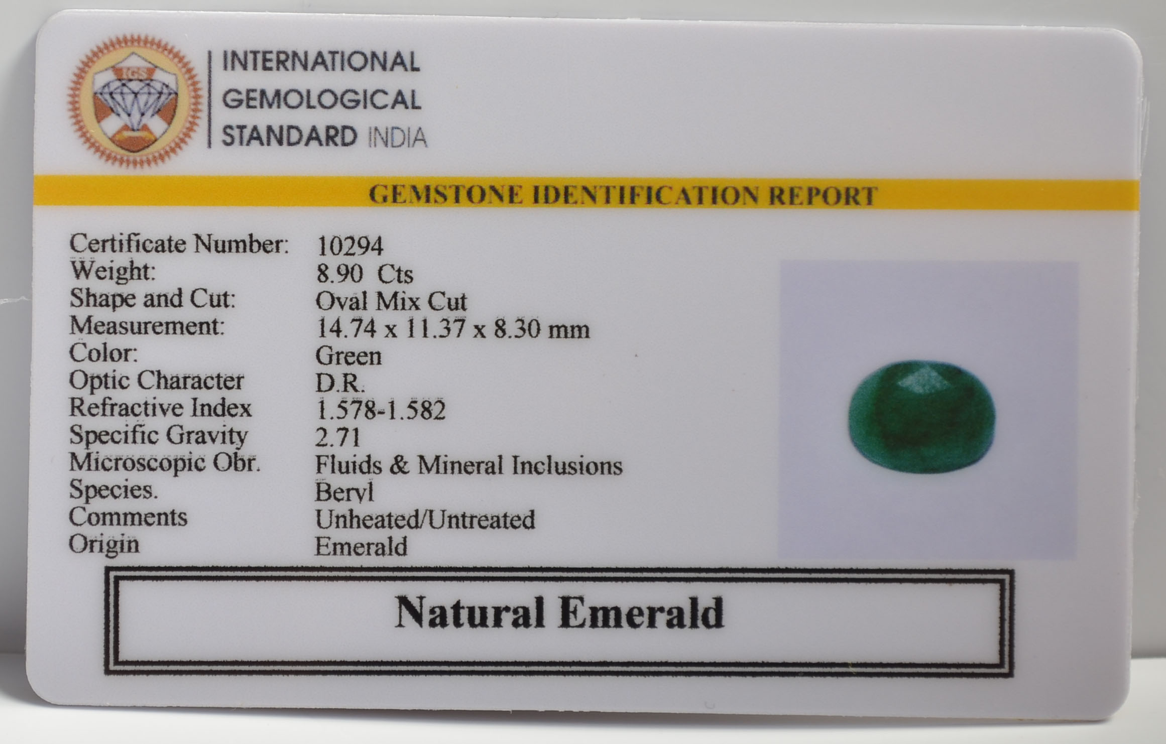 EMR22190 2 EMERALD 8.9 Ct.