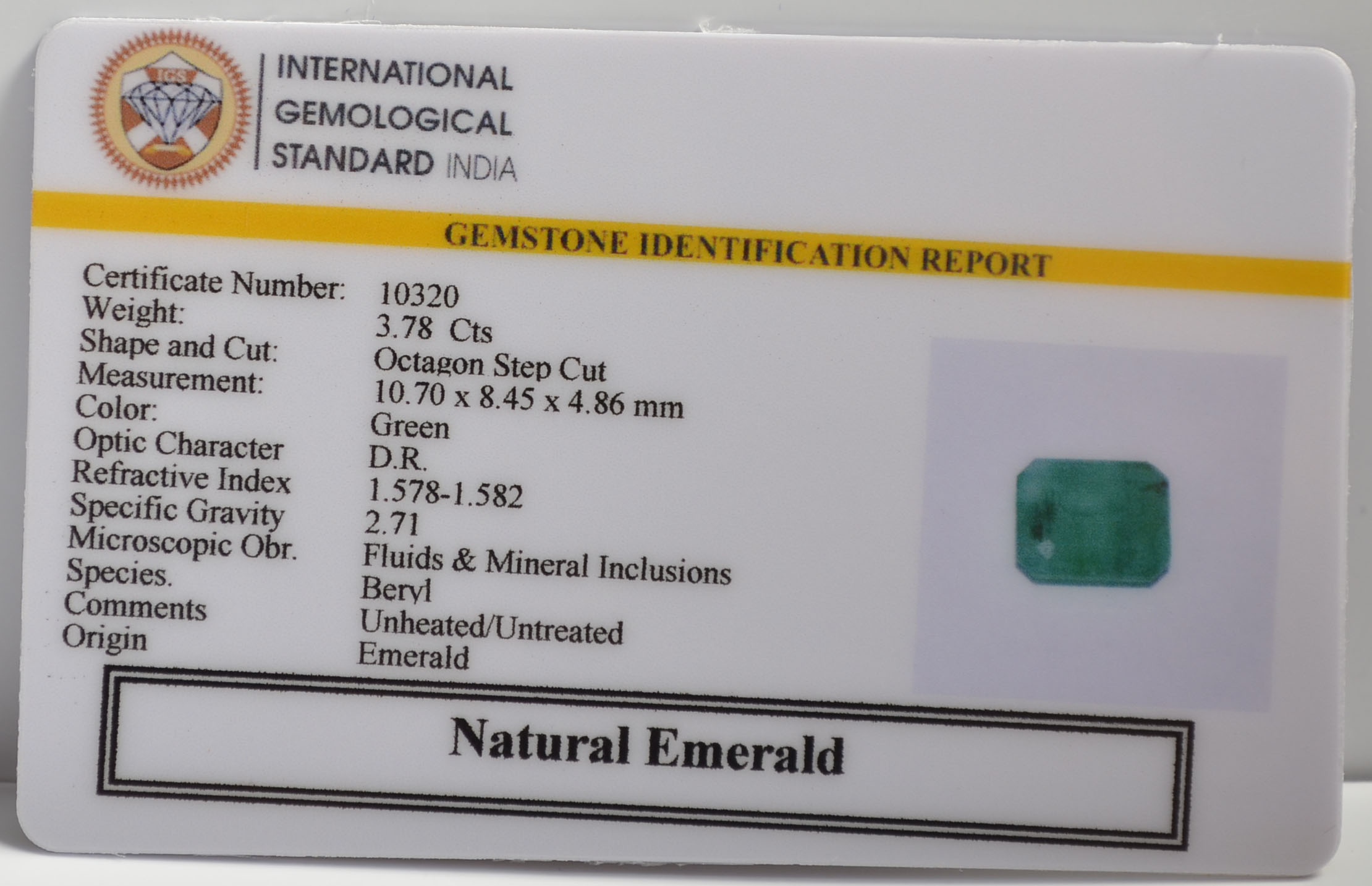 EMR22213 2 EMERALD 3.78 Ct.