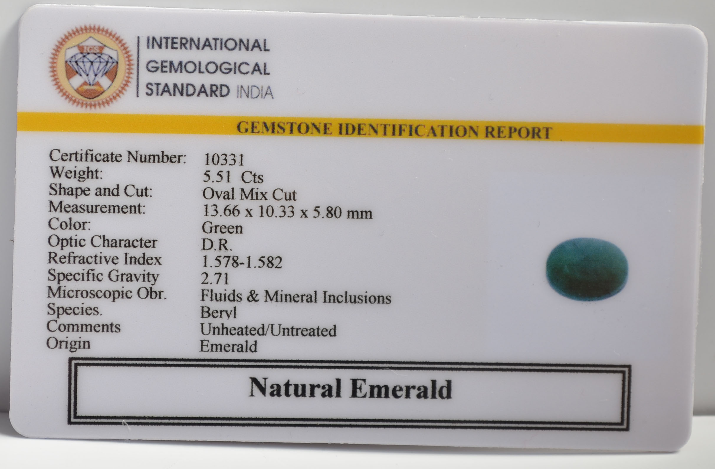 EMERALD 5.51 Ct. 3 EMR22221 2 EMERALD 5.51 Ct.