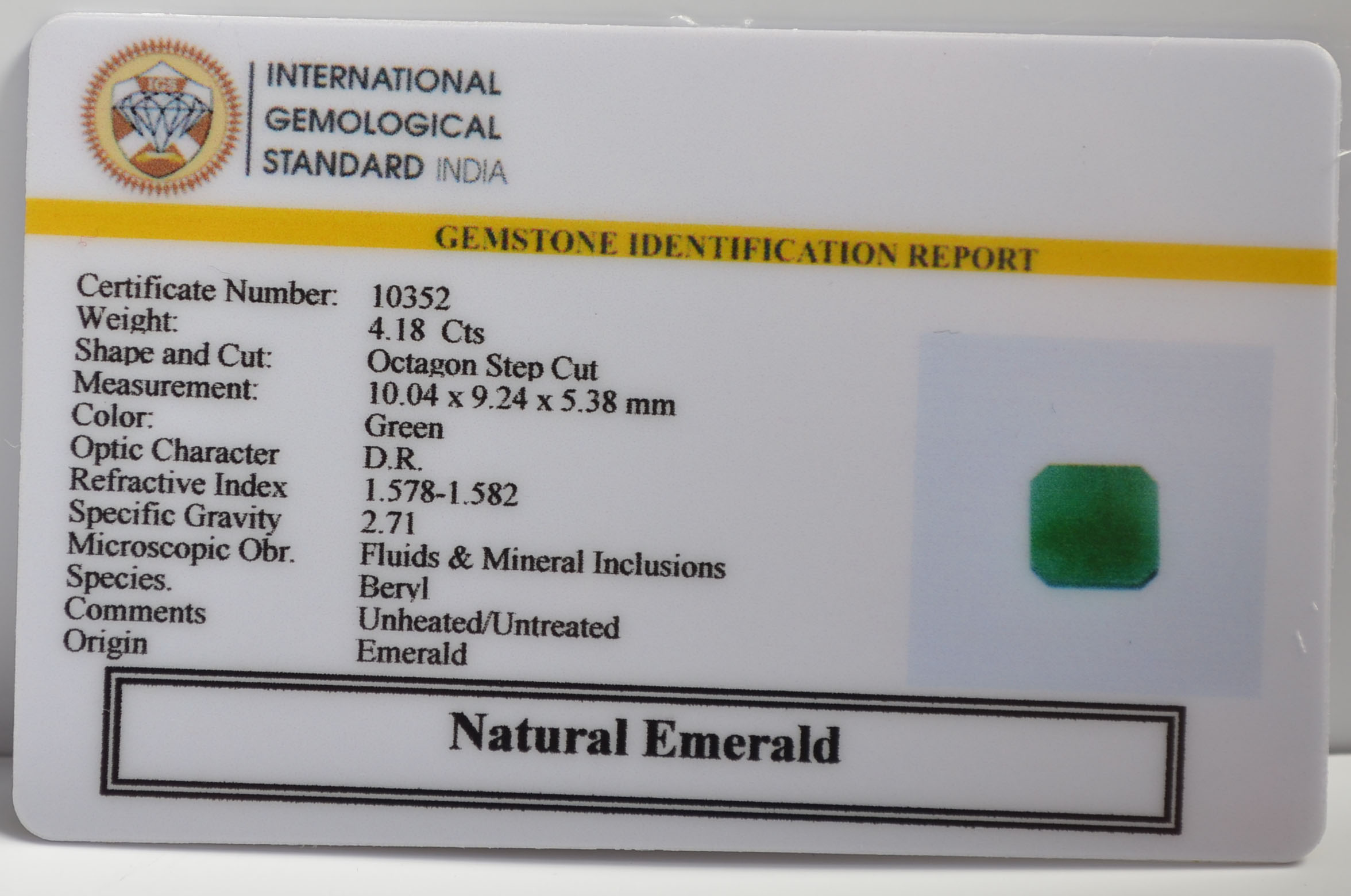 EMR22240 2 EMERALD 4.18 Ct.