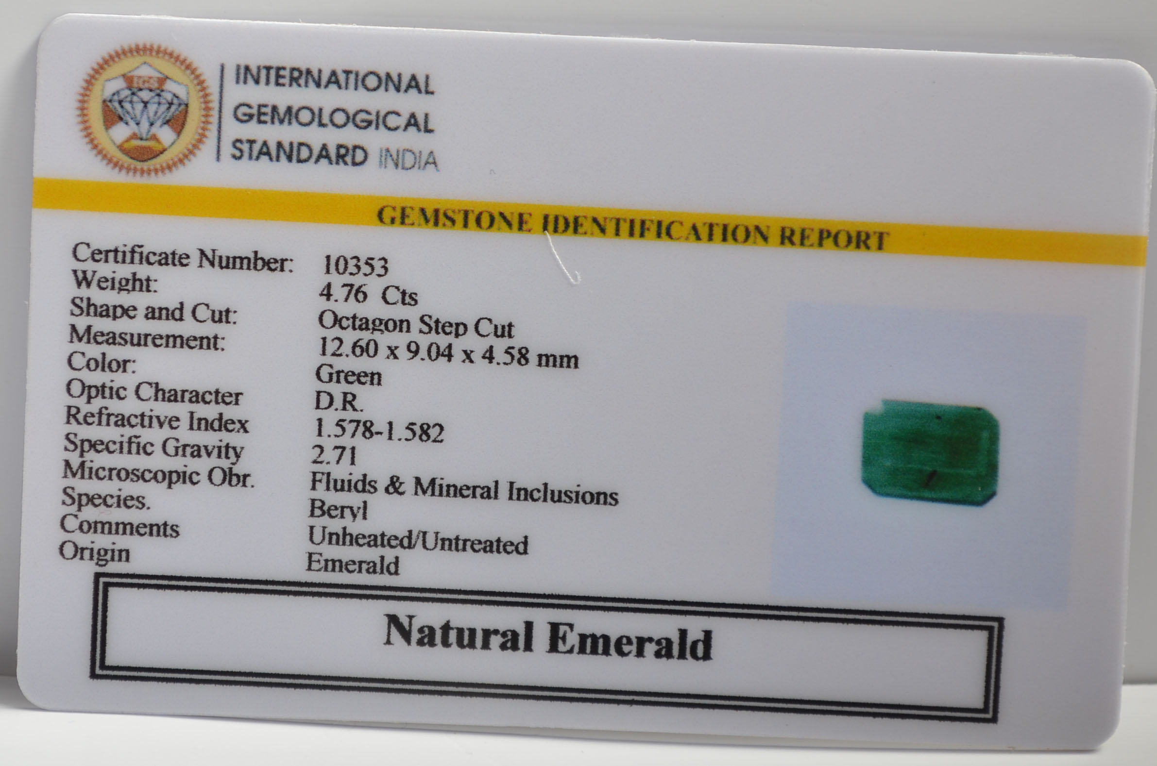 EMR22241 2 EMERALD 4.76 Ct.