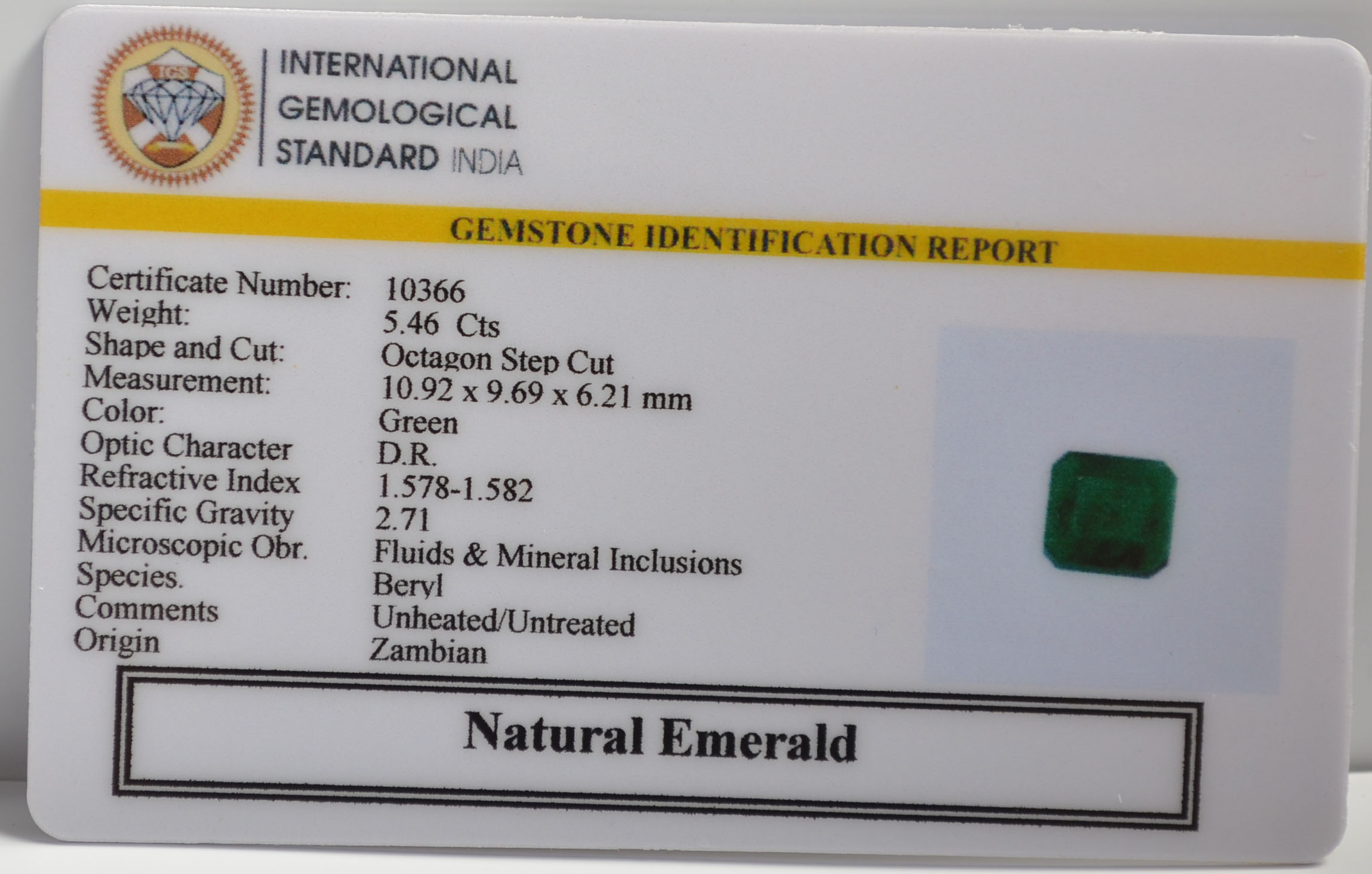 EMR22252 2 EMERALD 5.46 Ct.