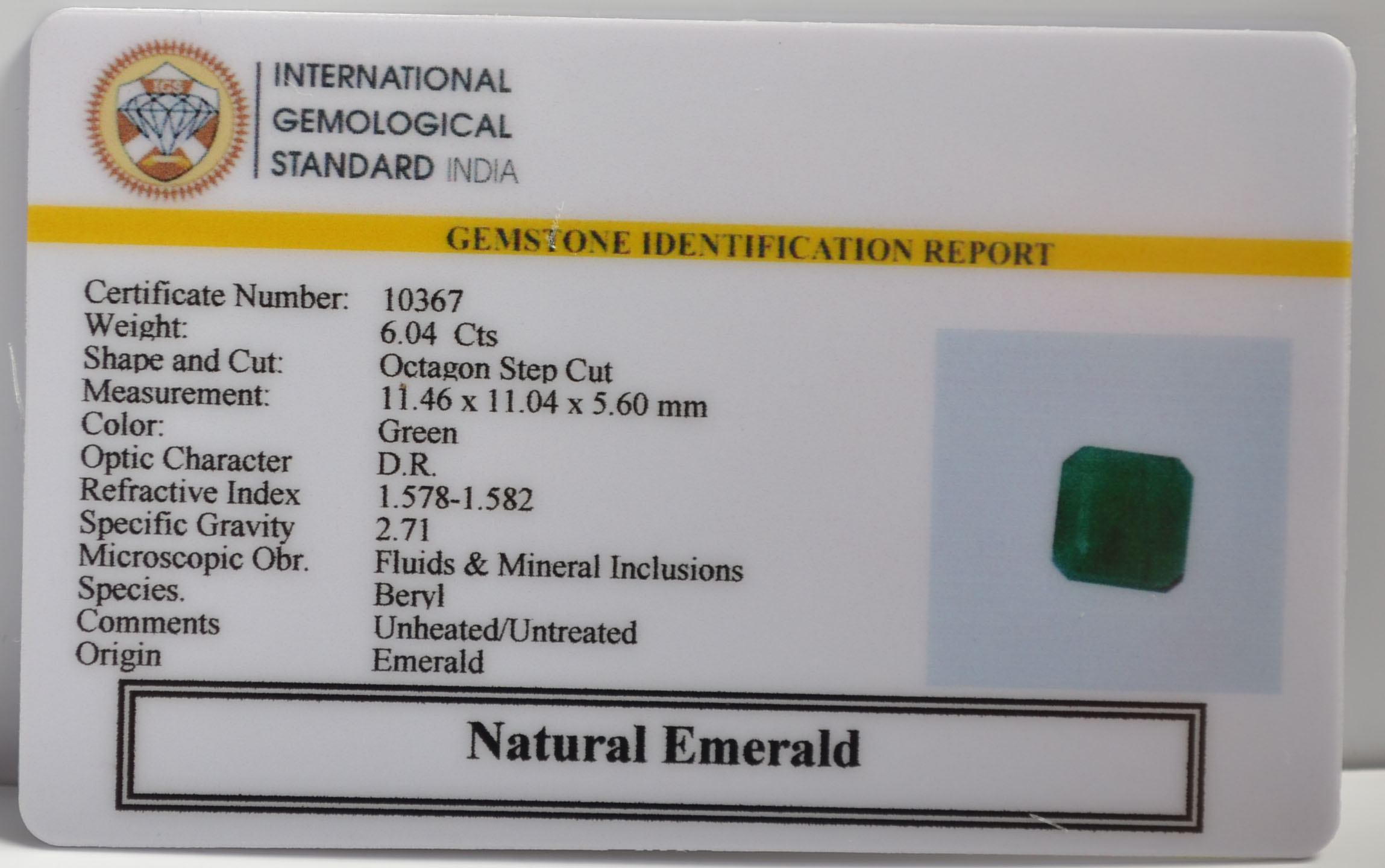 EMR22253 2 EMERALD 6.04 Ct.