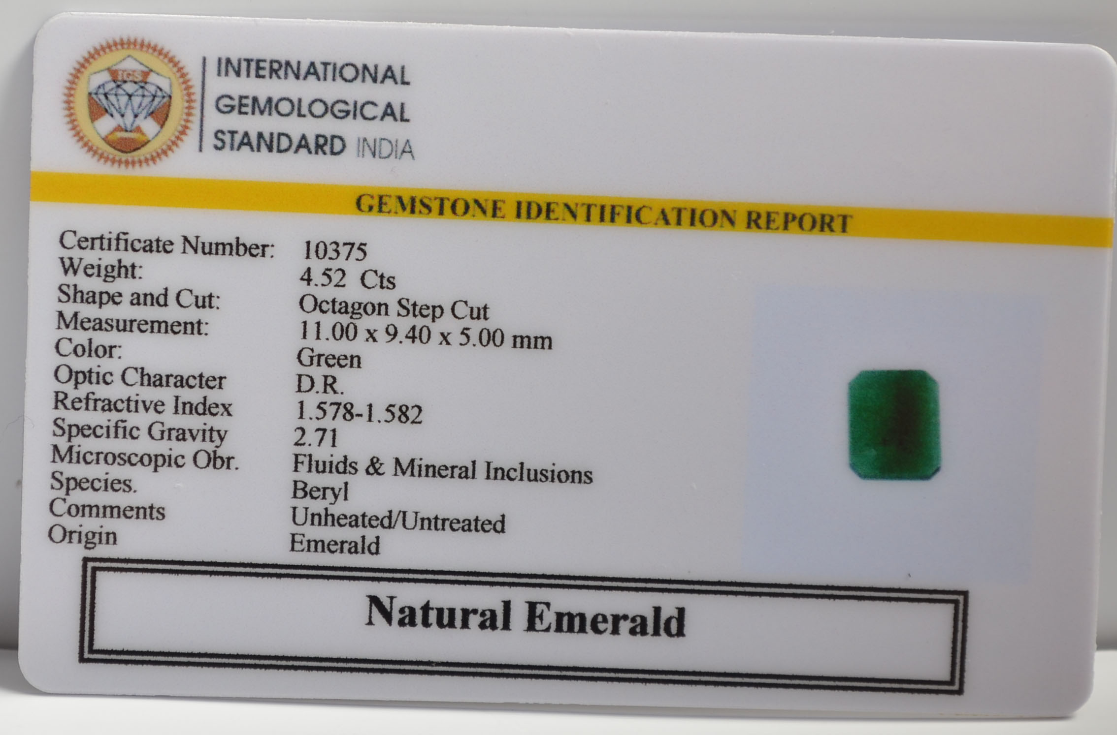 EMR22259 2 EMERALD 4.52 Ct.
