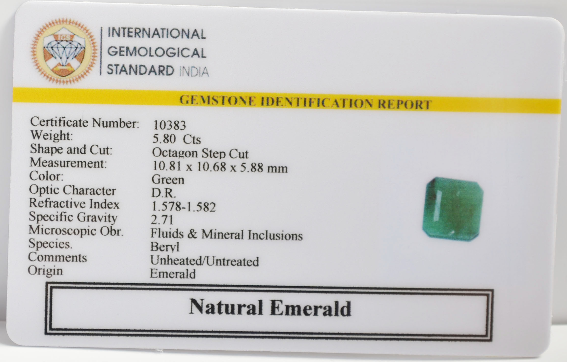 EMR22265 2 EMERALD 5.8 Ct.