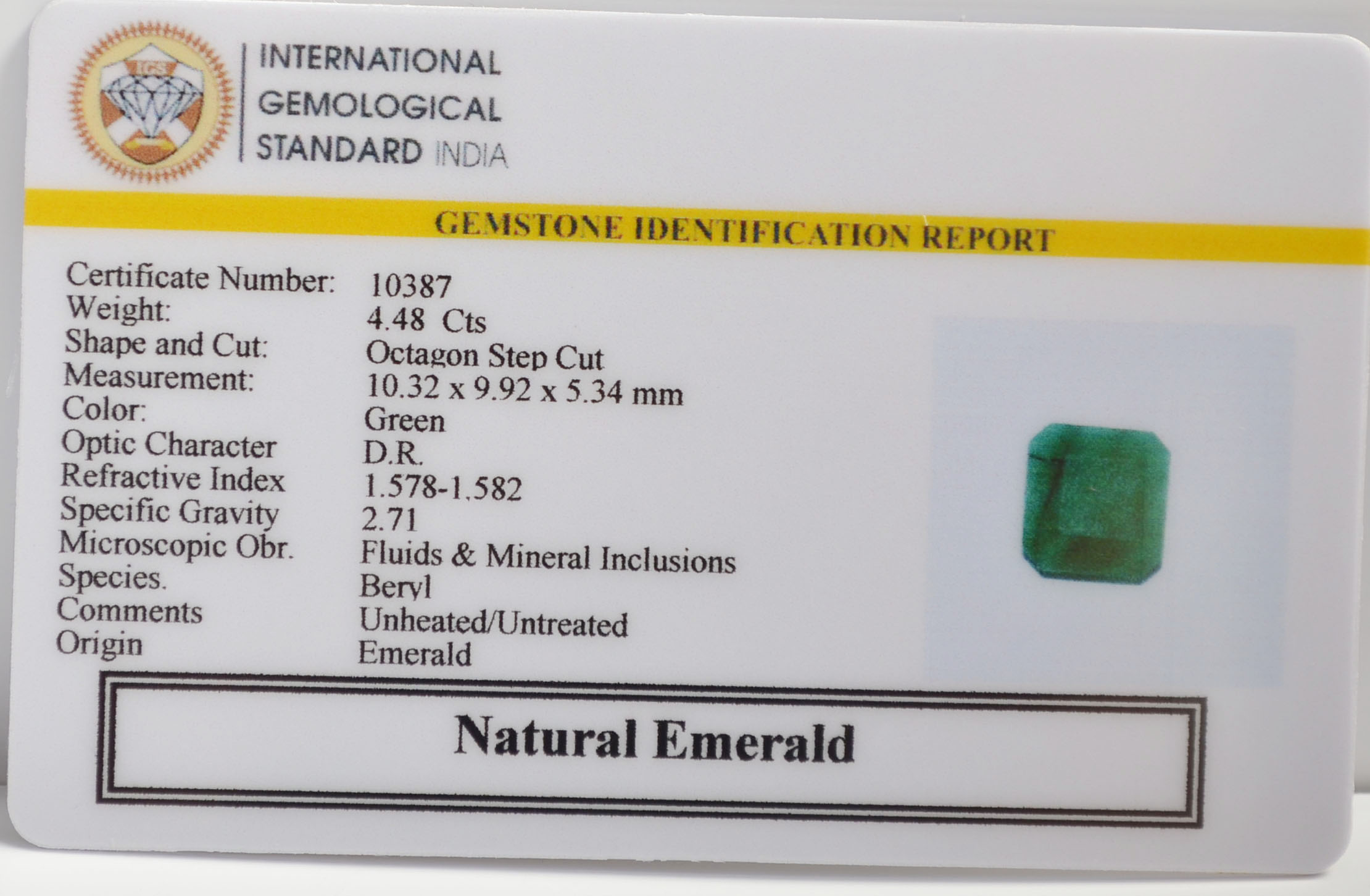 EMR22268 2 EMERALD 4.48 Ct.