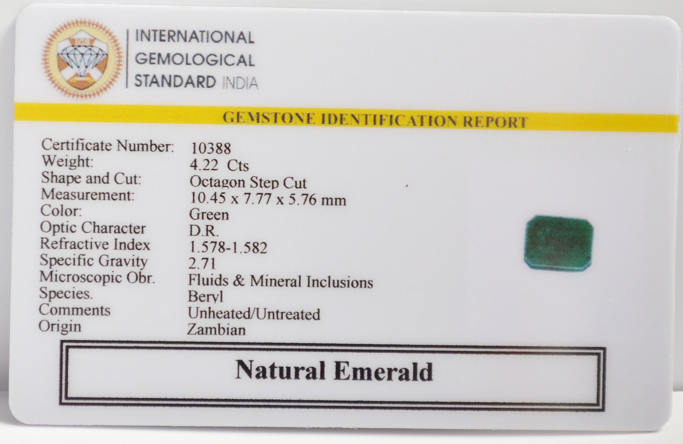 EMR22269 2 EMERALD 4.22 Ct.