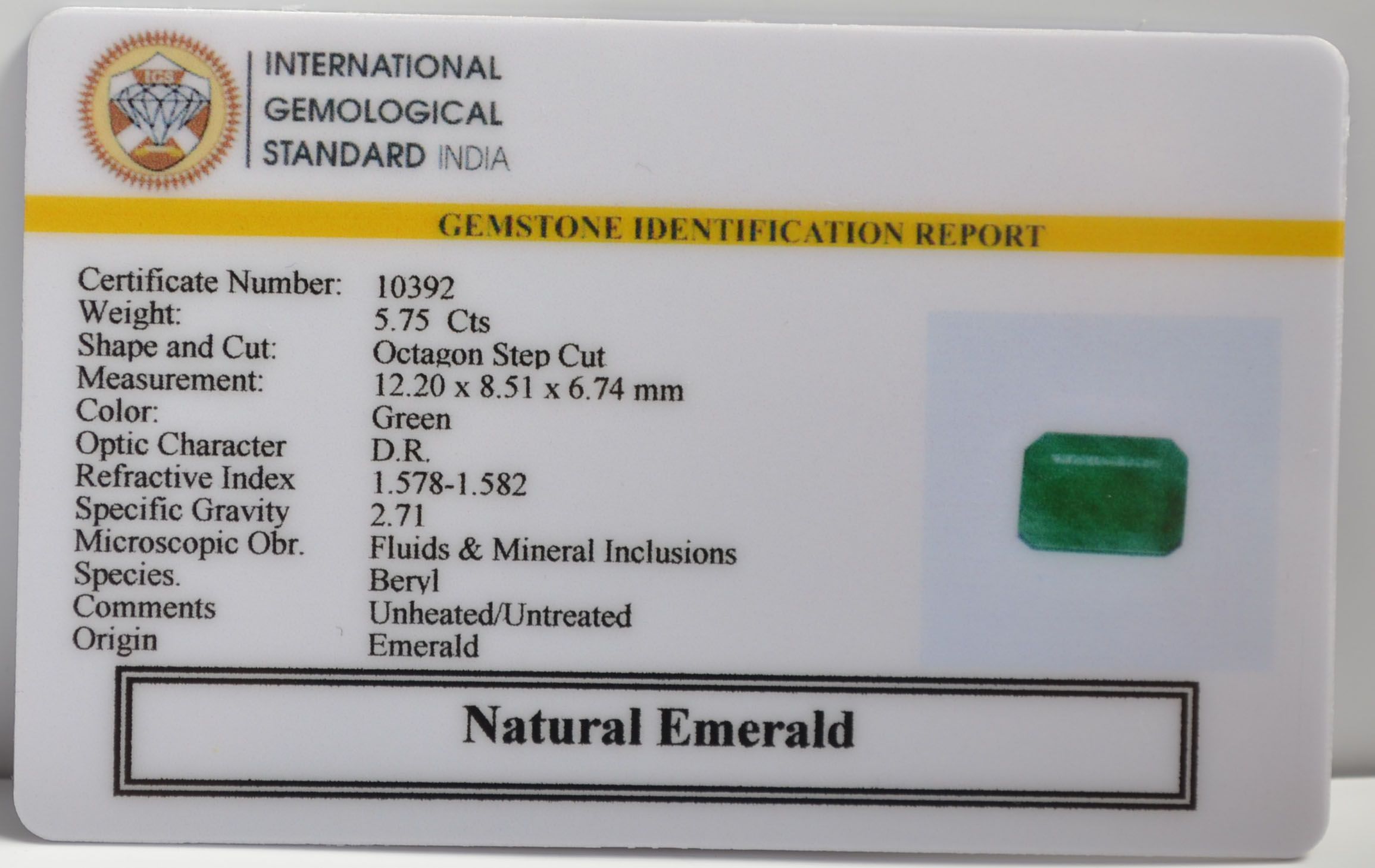 EMR22271 2 EMERALD 5.75 Ct.