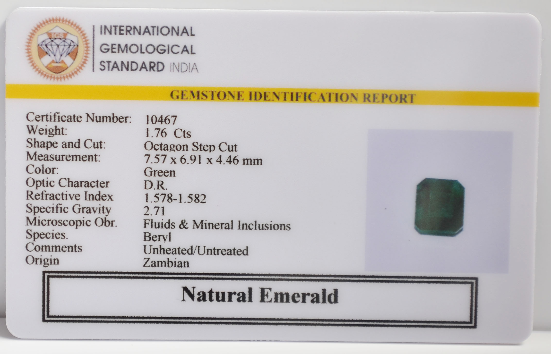 EMR22292 2 EMERALD 1.76 Ct.
