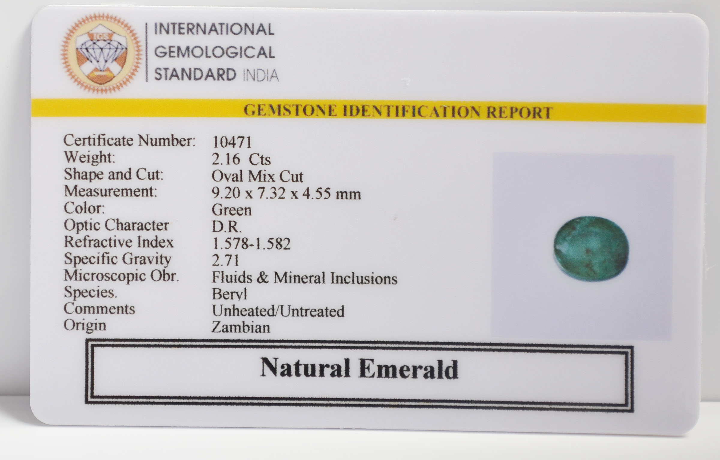 EMR22296 2 EMERALD 2.16 Ct.