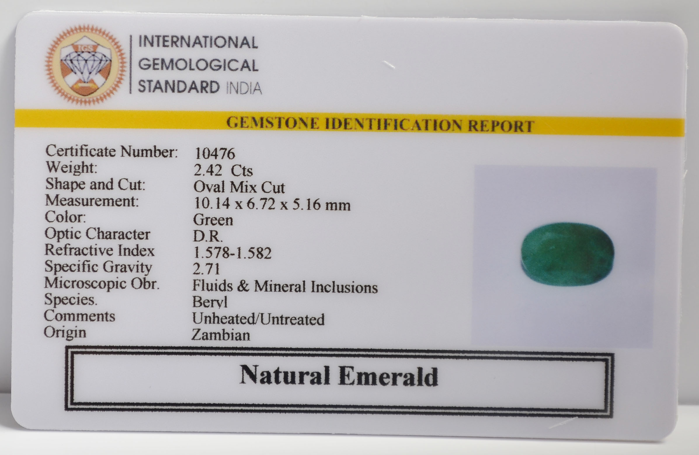 EMR22300 2 EMERALD 2.42 Ct.