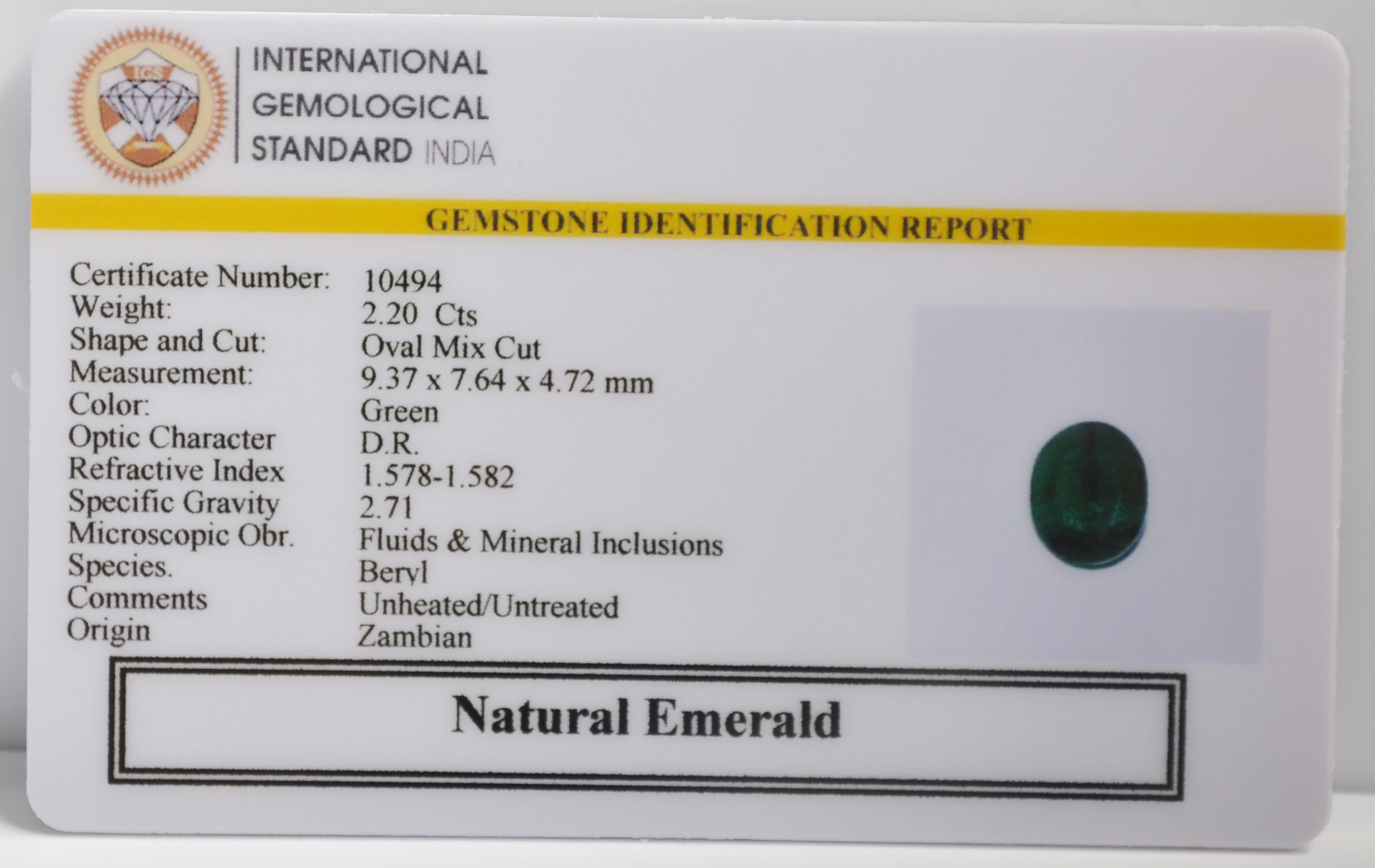 EMR22310 2 EMERALD 2.2 Ct.