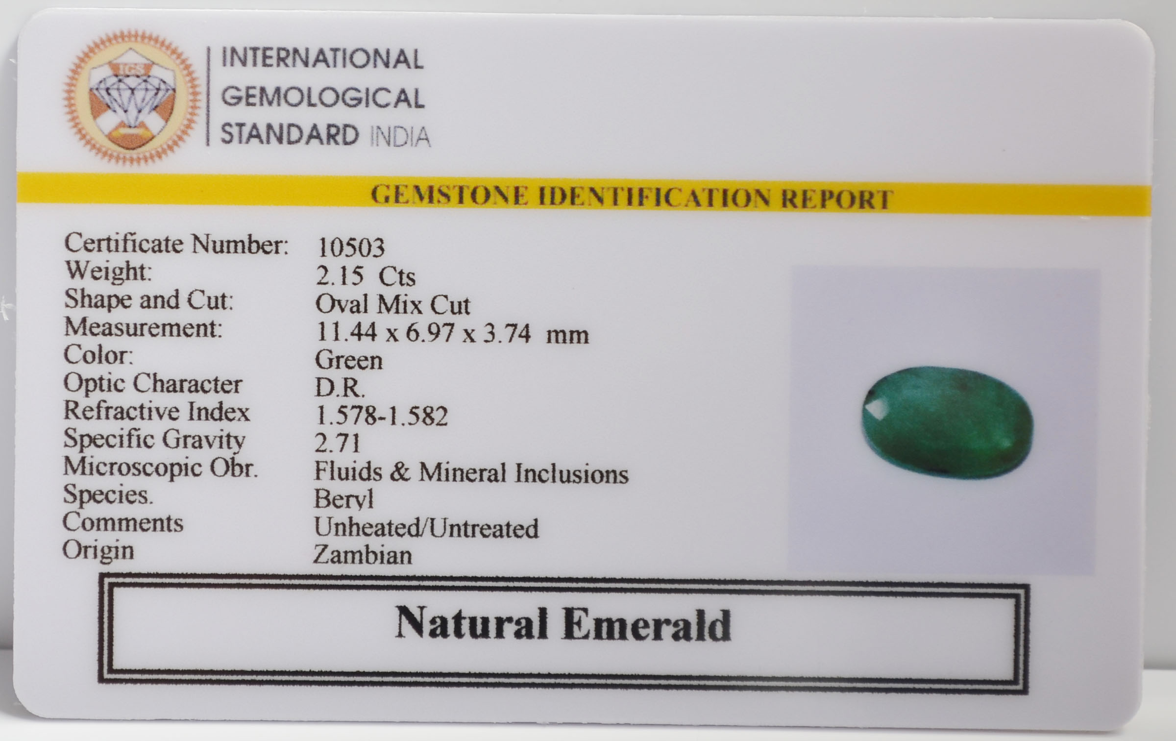 EMERALD 2.15 Ct. 3 EMR22319 2 EMERALD 2.15 Ct.