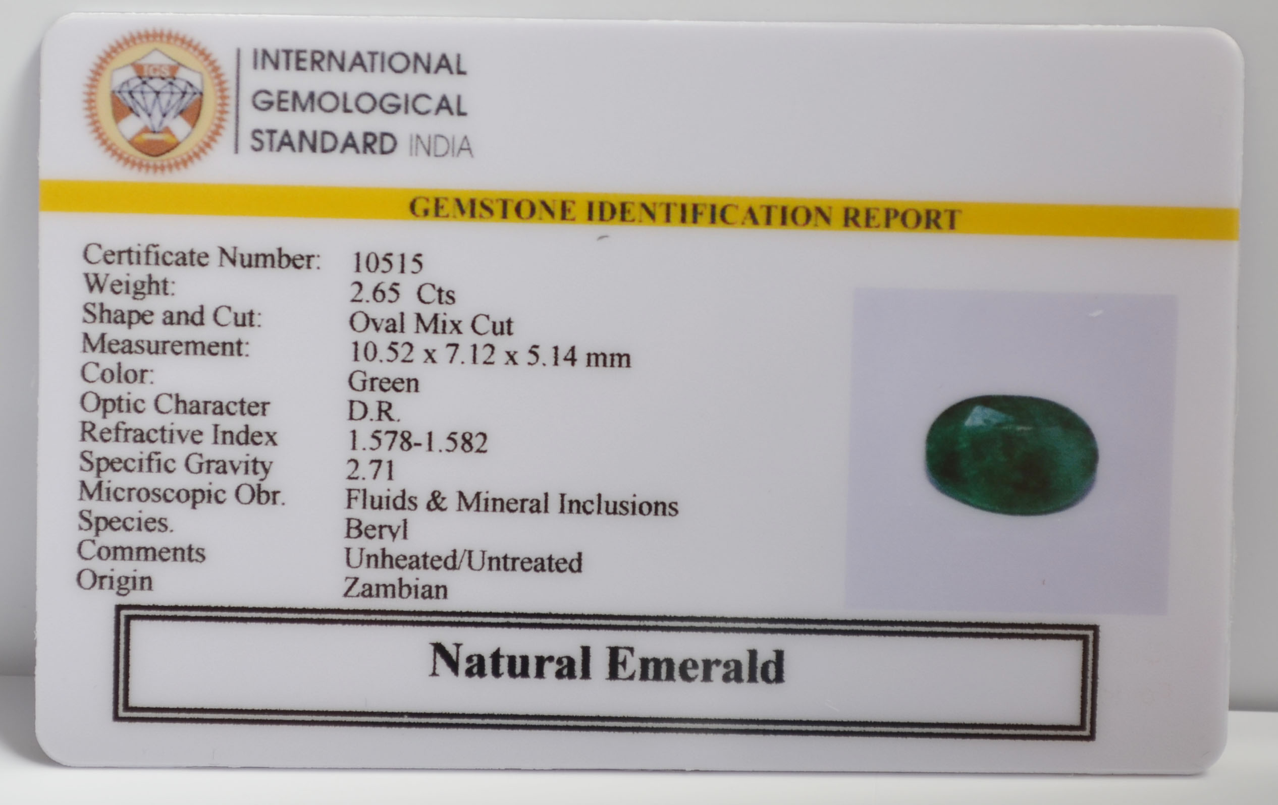 EMR22327 2 EMERALD 2.65 Ct.