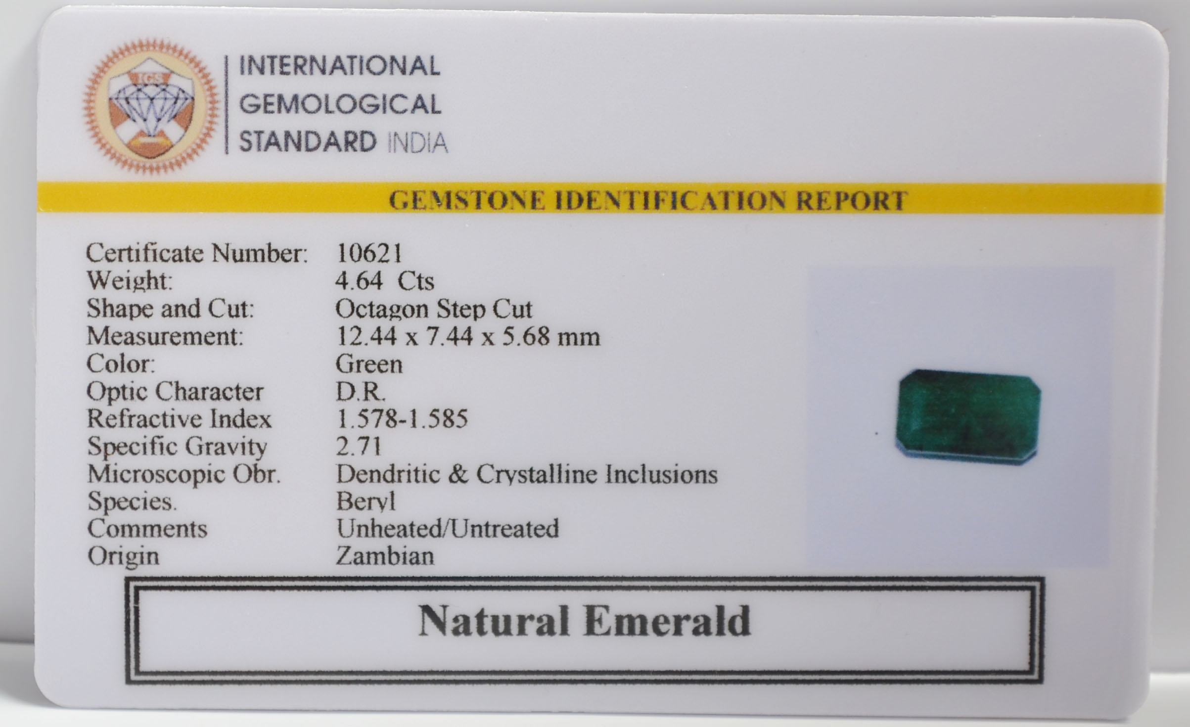 EMR22345 2 EMERALD 4.64 Ct.