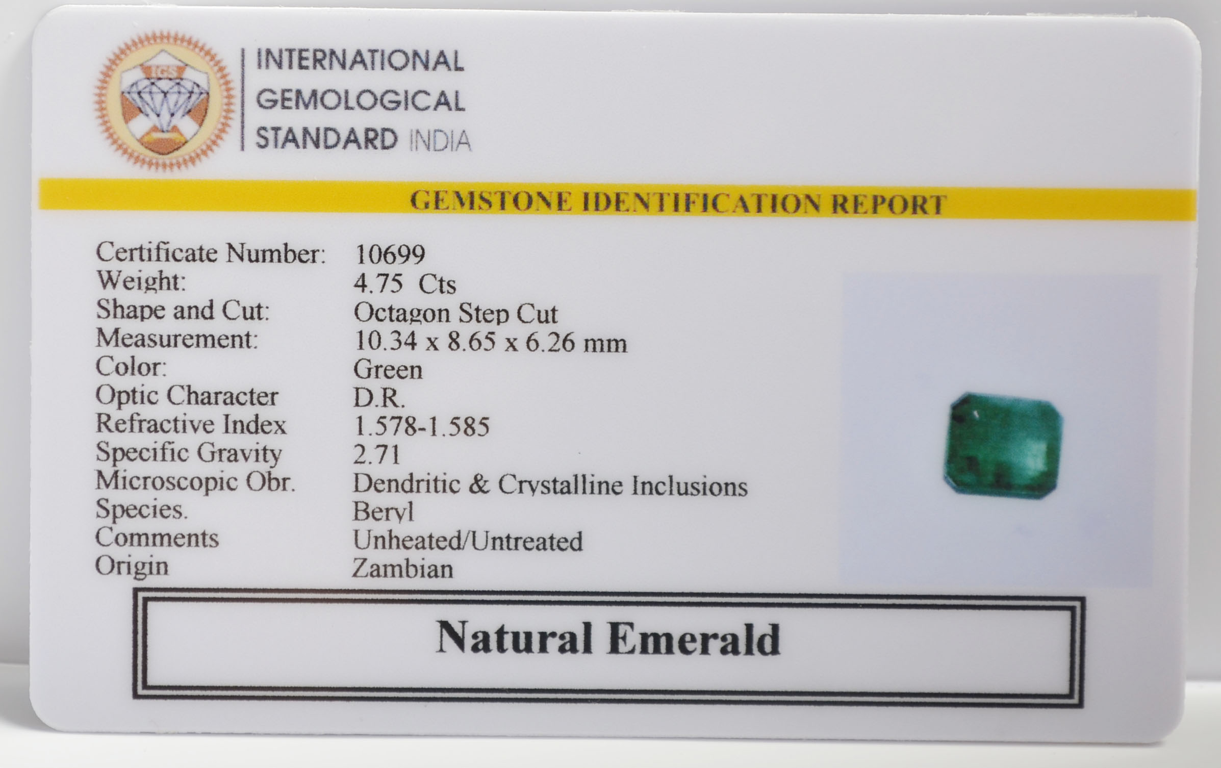 EMR22381 2 EMERALD 4.75 Ct.