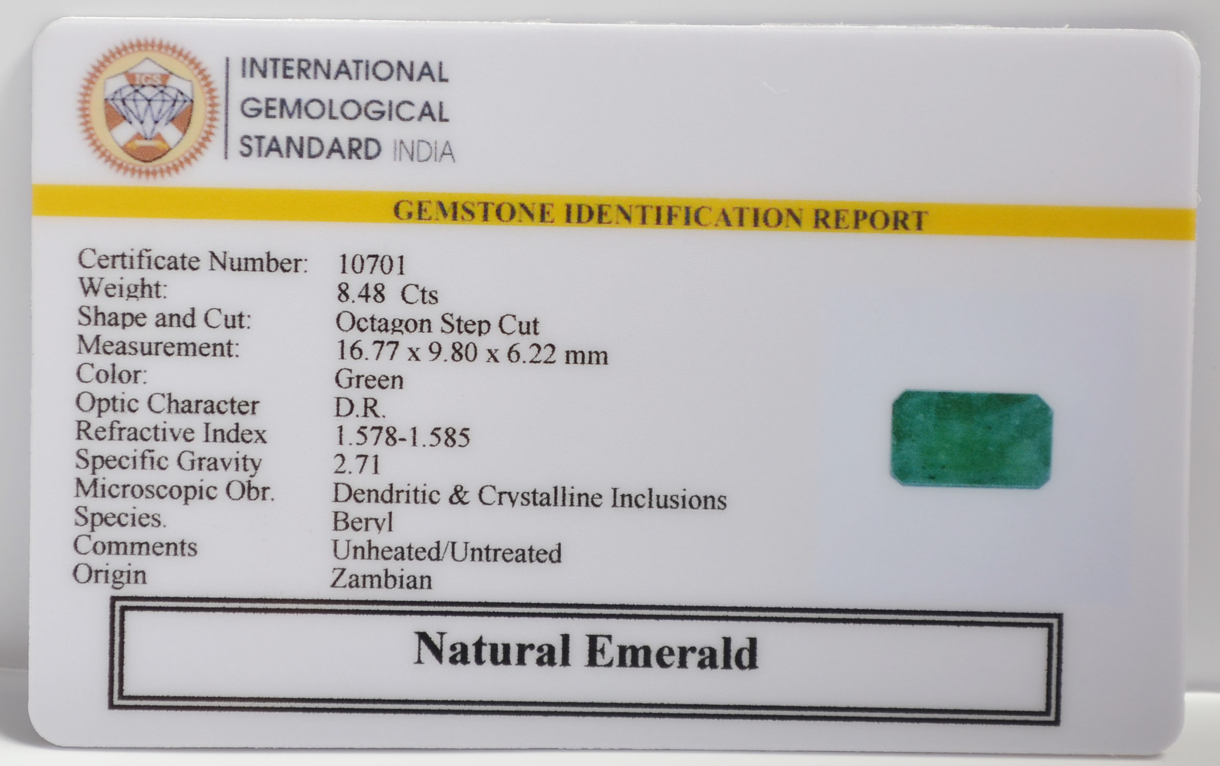 EMR22383 2 EMERALD 8.48 Ct.