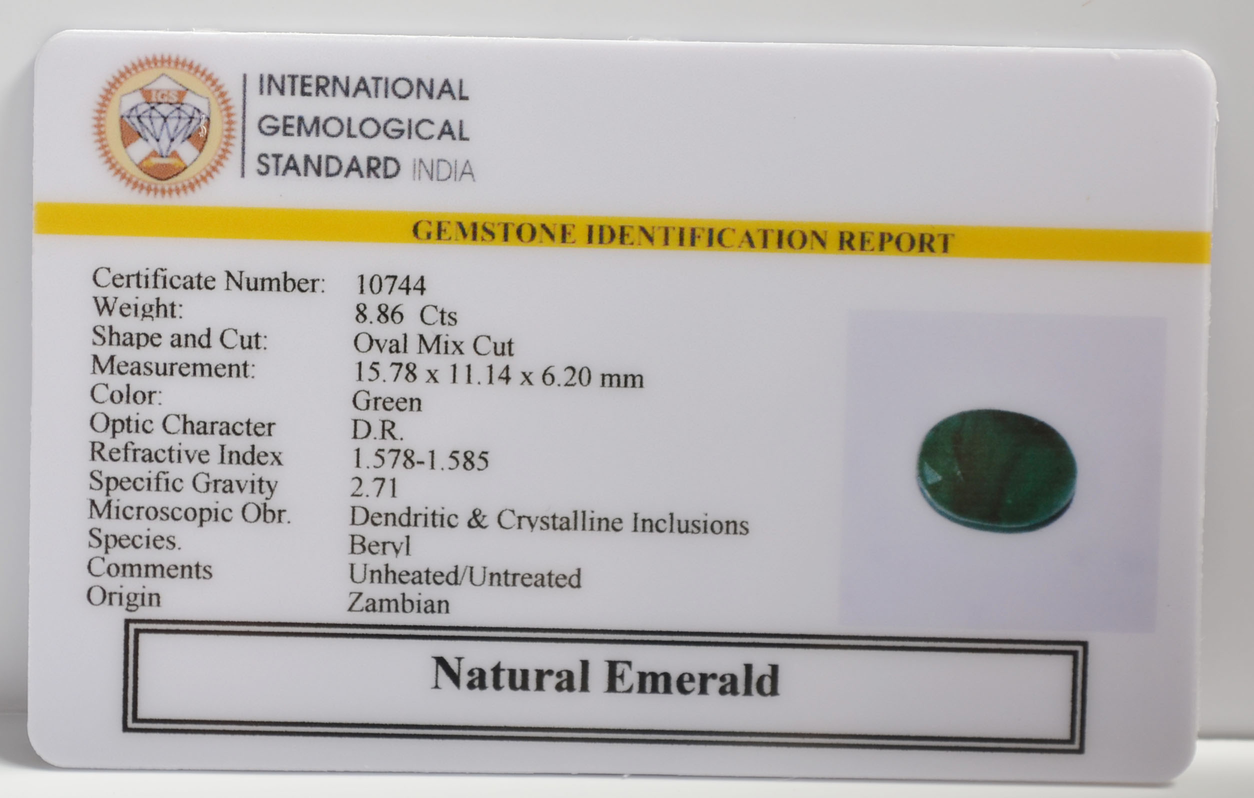 EMR22419 2 EMERALD 8.86 Ct.