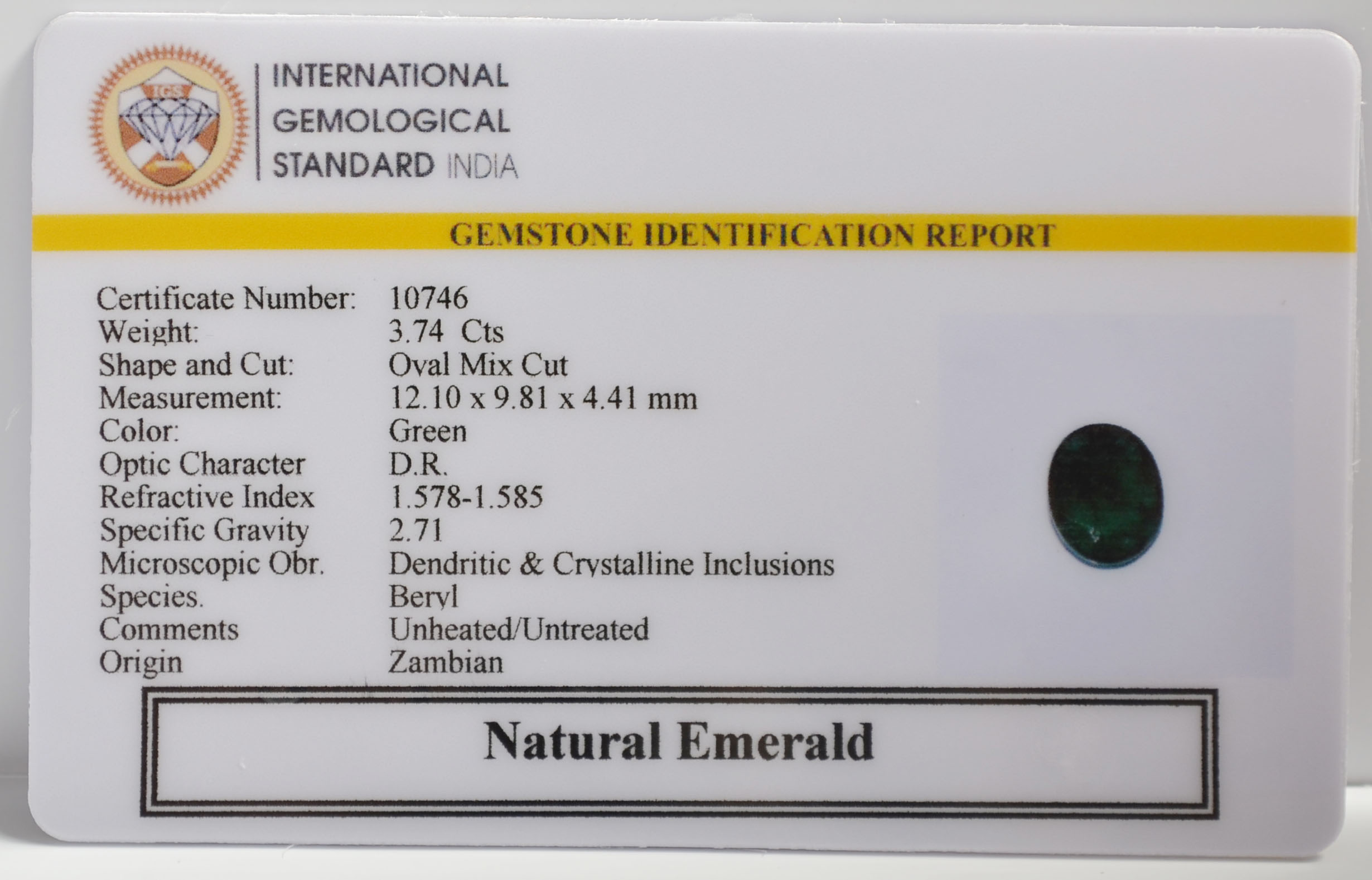 EMR22421 2 EMERALD 3.74 Ct.