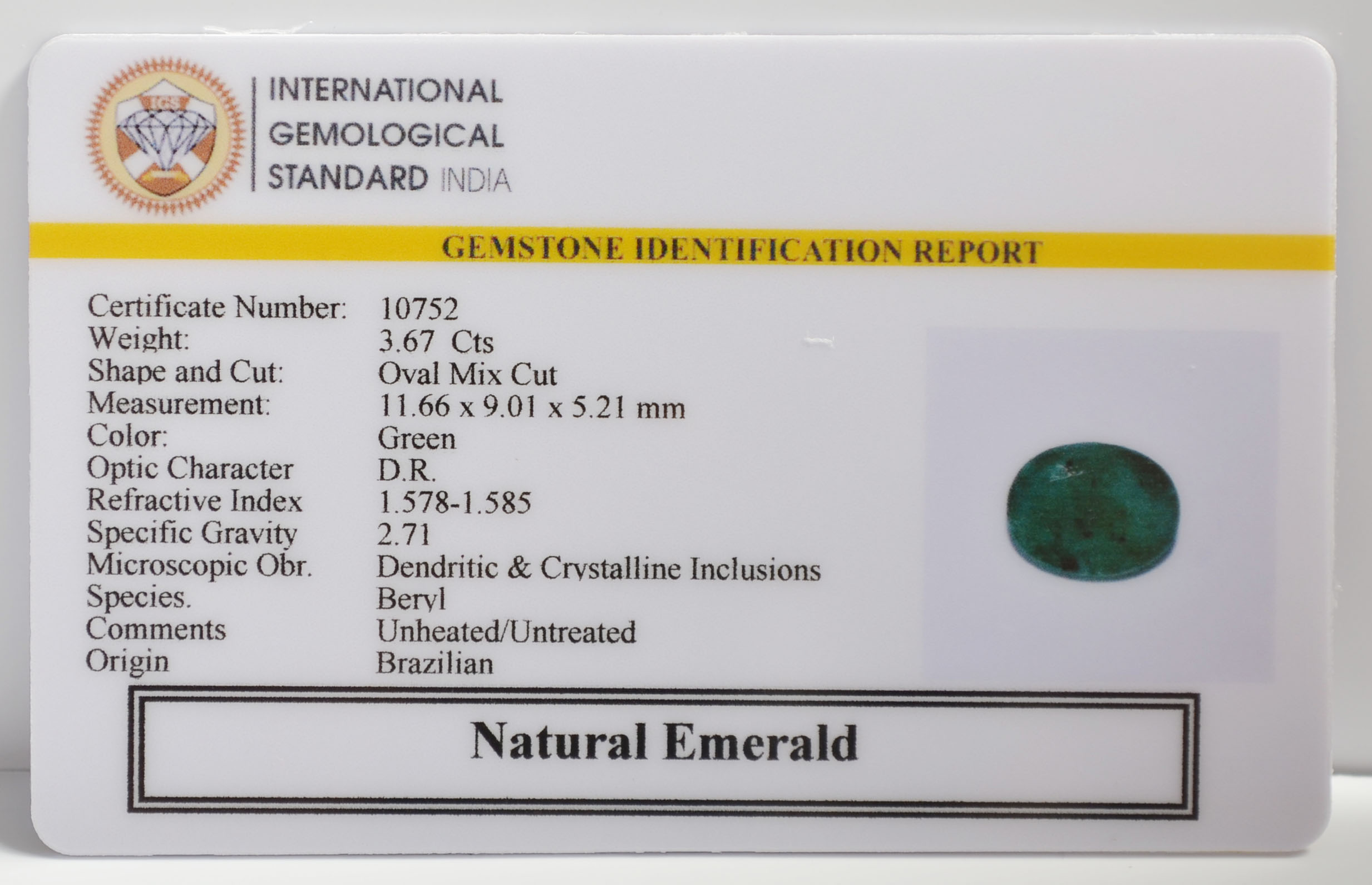 EMR22425 2 EMERALD 3.67 Ct.