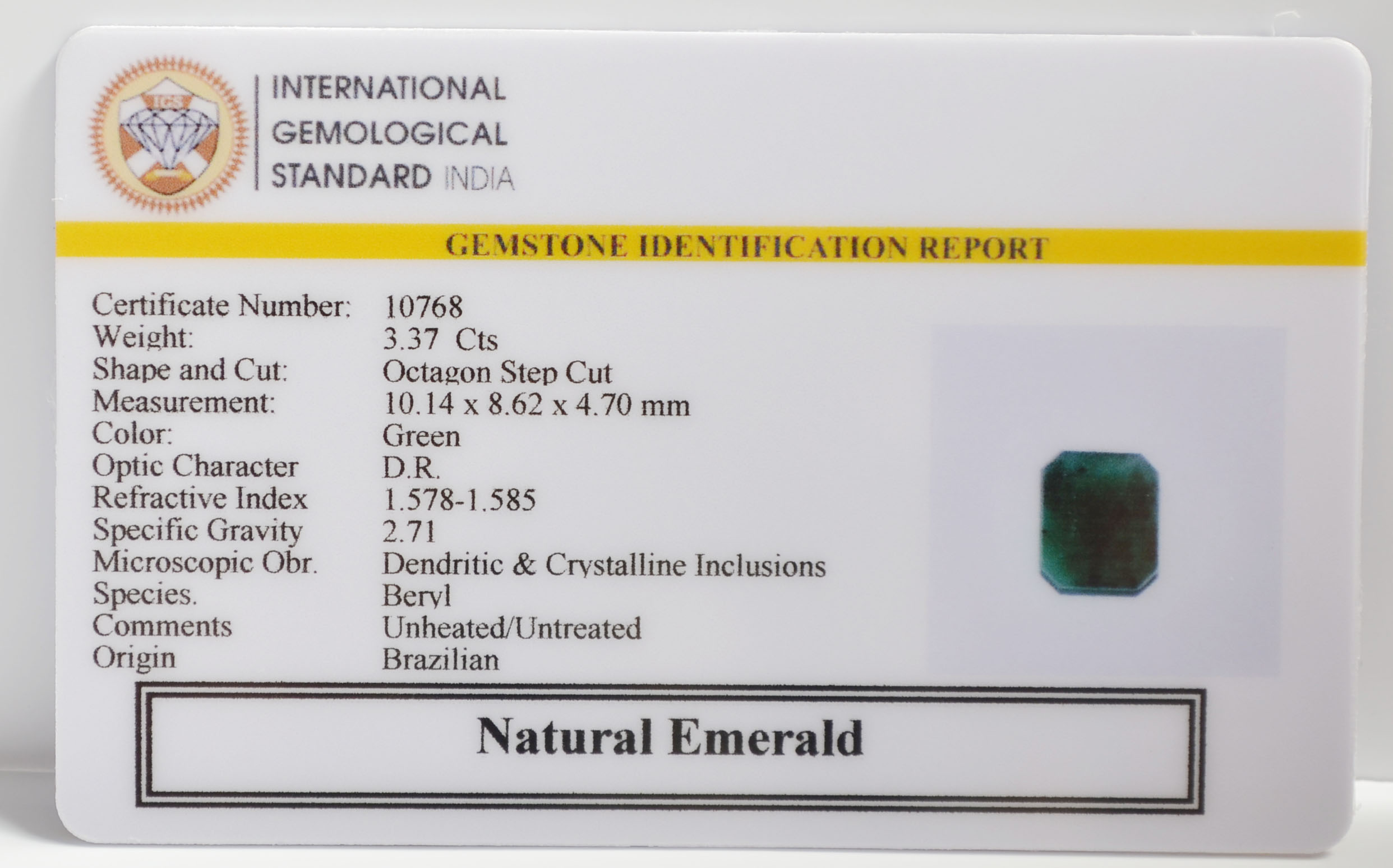 EMR22439 2 EMERALD 3.37 Ct.