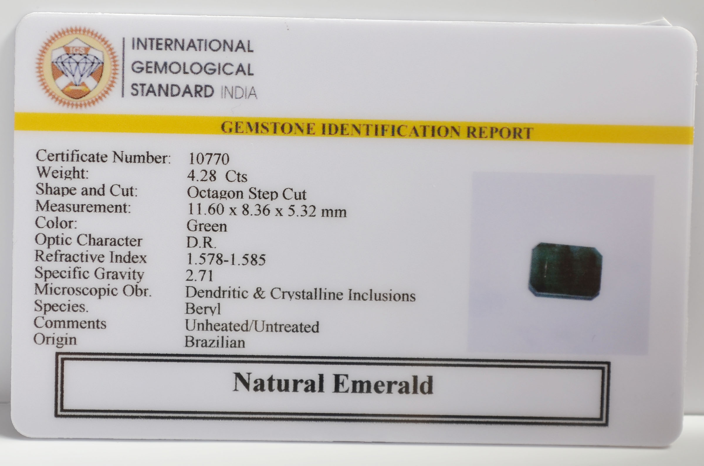EMR22441 2 EMERALD 4.28 Ct.