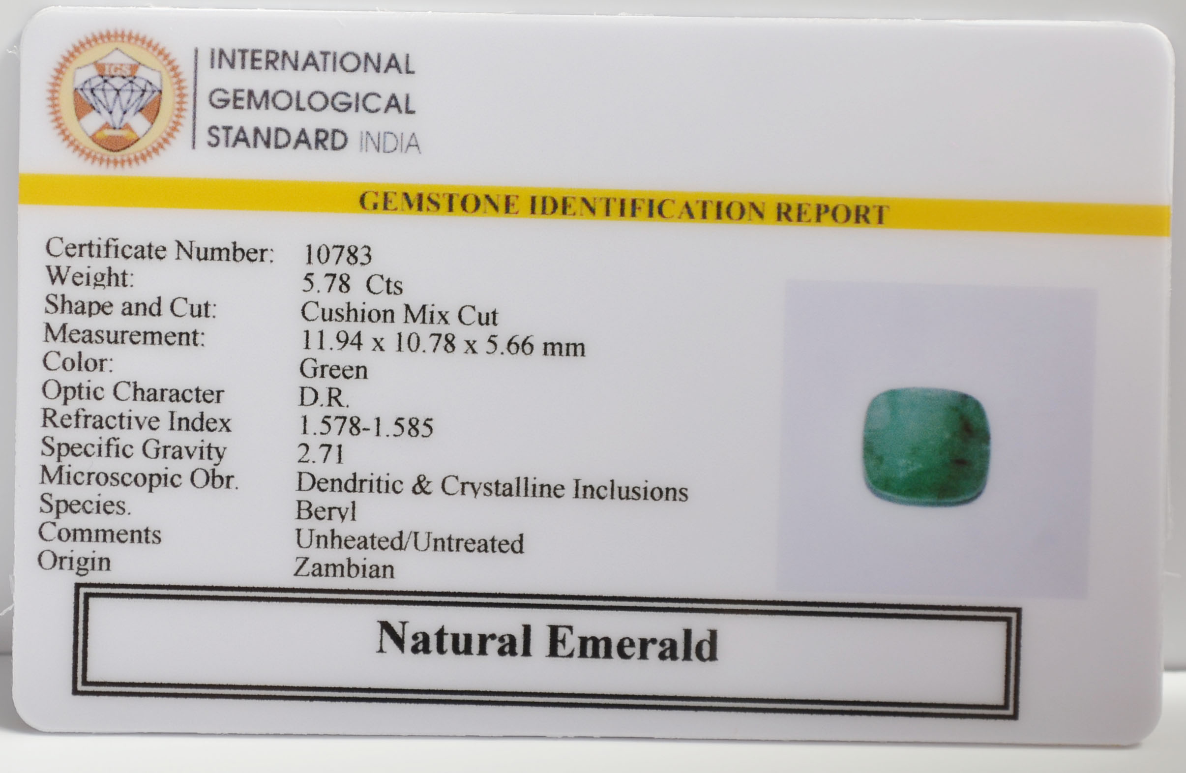 EMR22452 2 EMERALD 5.78 Ct.