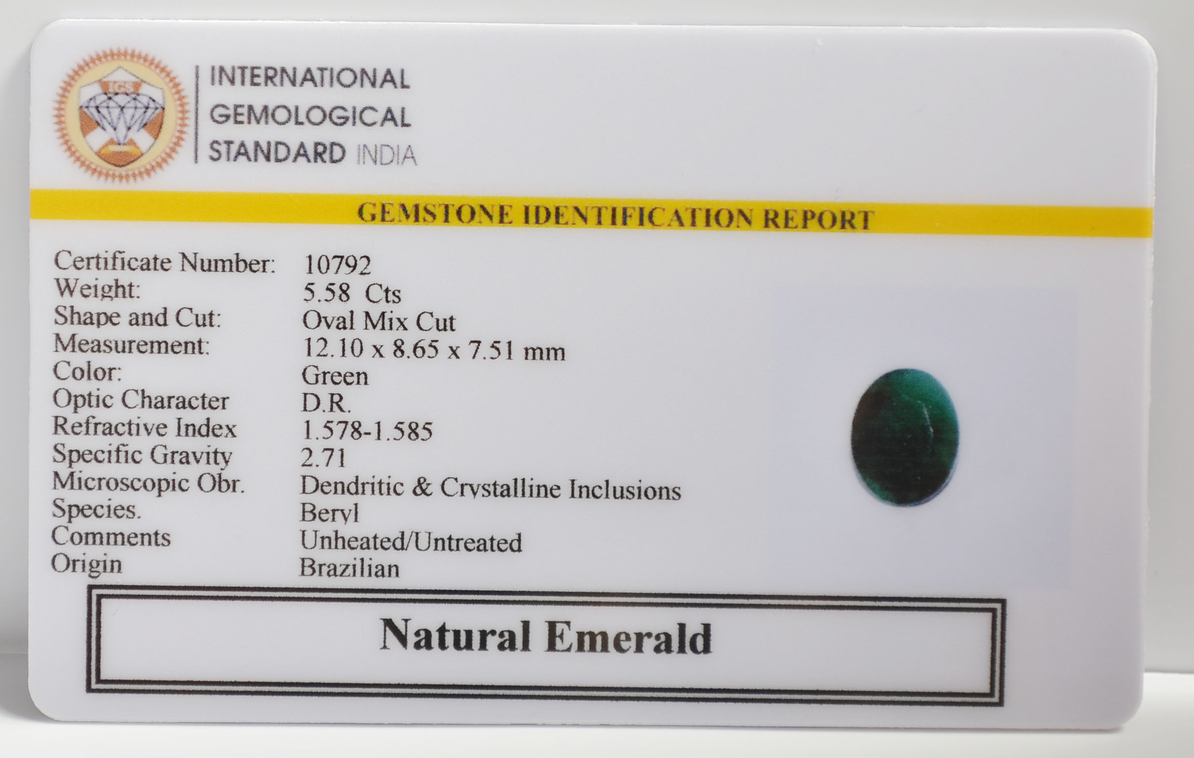 EMR22458 2 EMERALD 5.58 Ct.