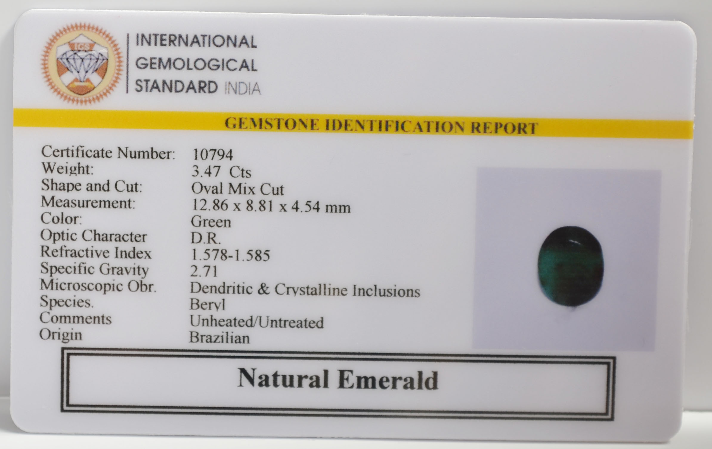 EMR22460 2 EMERALD 3.47 Ct.