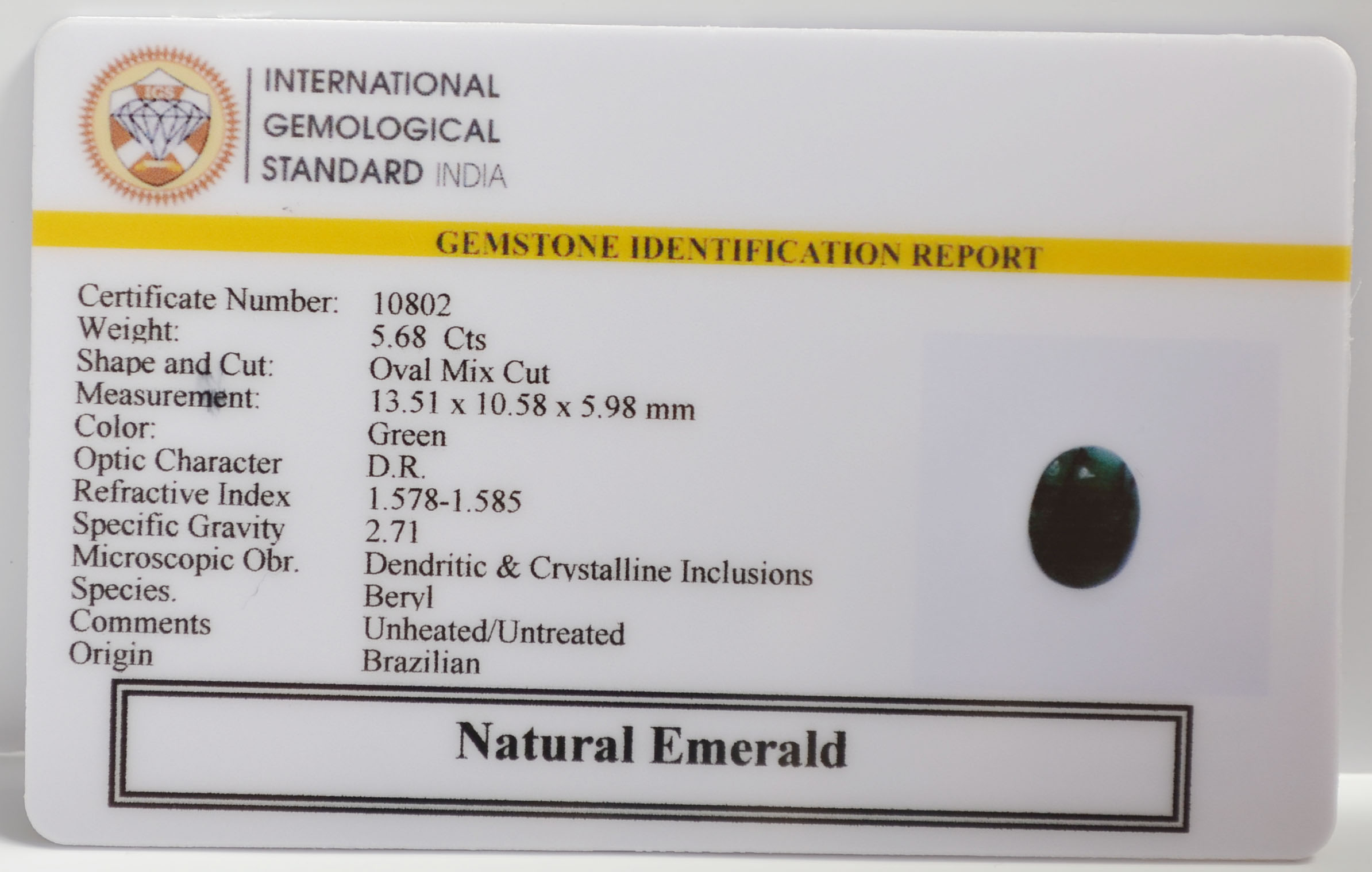 EMR22467 2 EMERALD 5.68 Ct.