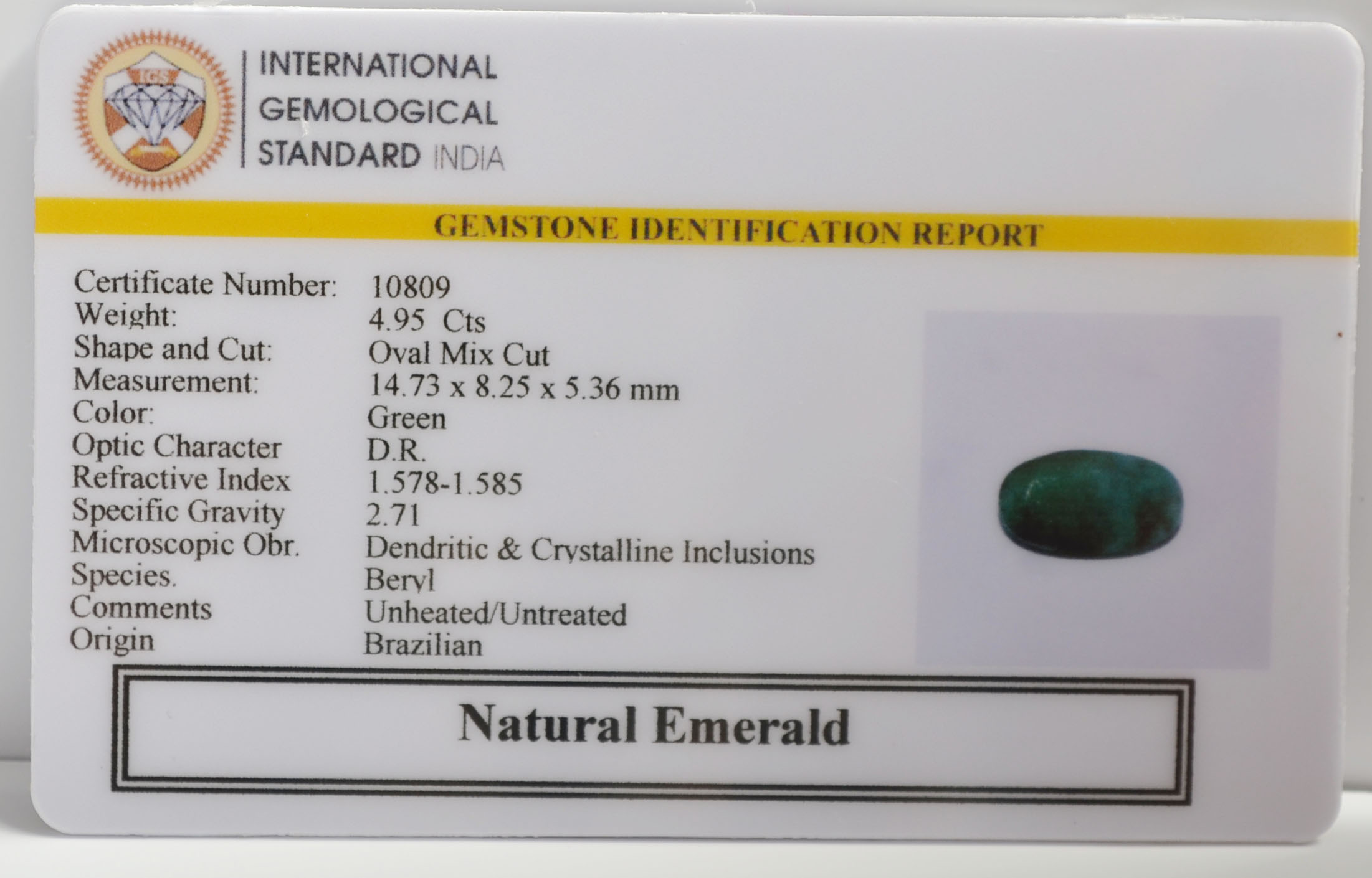 EMR22473 2 EMERALD 4.95 Ct.