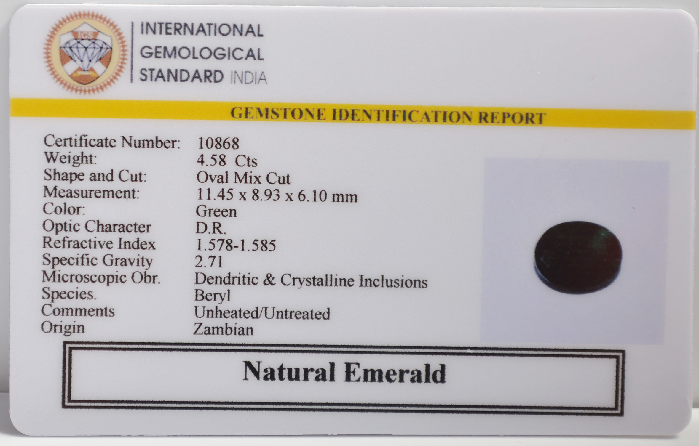 EMR22475 2 EMERALD 4.58 Ct.