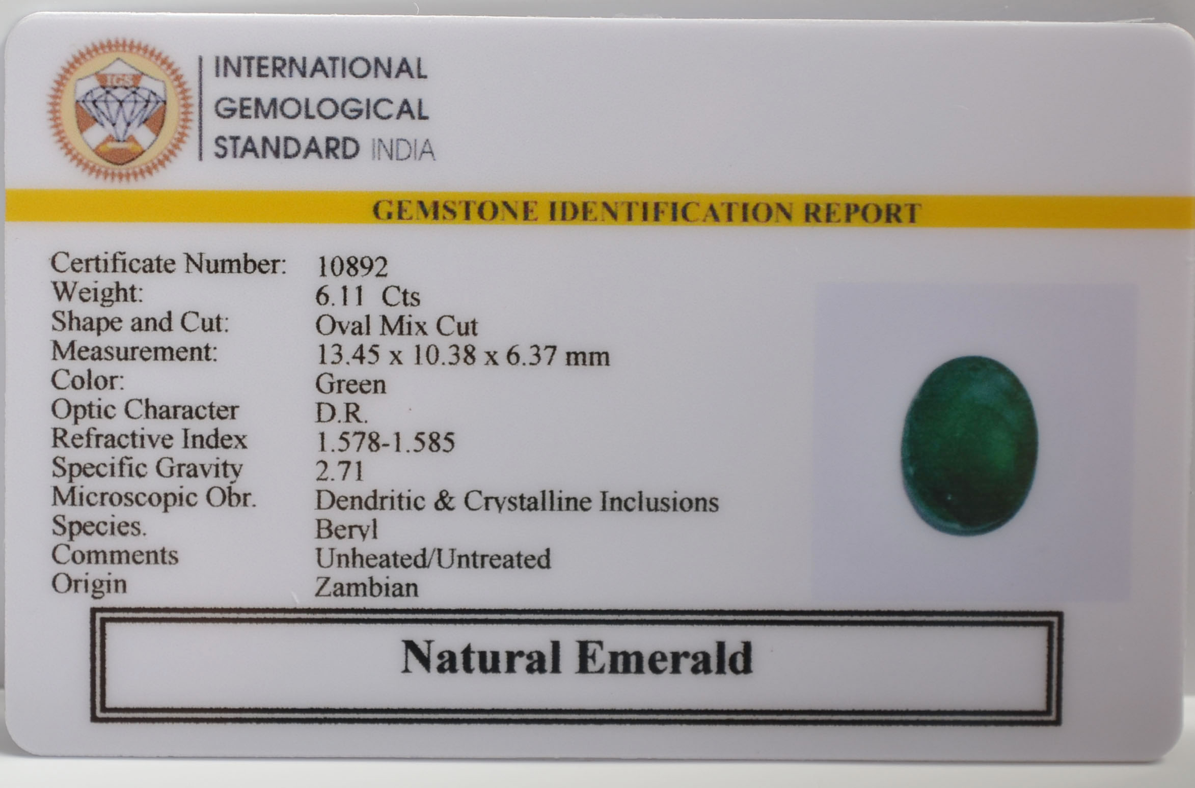 EMR22492 2 EMERALD 6.11 Ct.