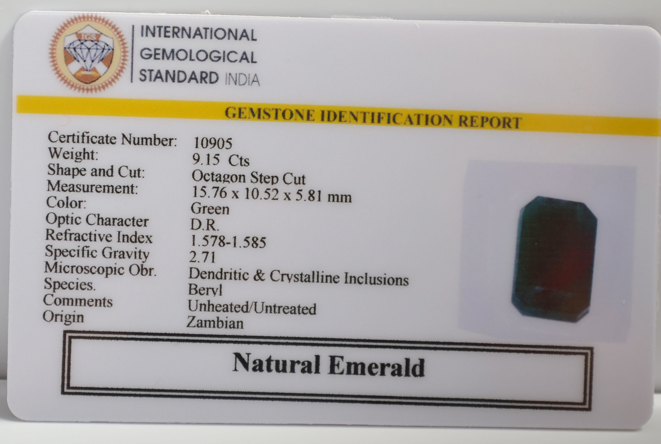 EMR22501 2 EMERALD 9.15 Ct.
