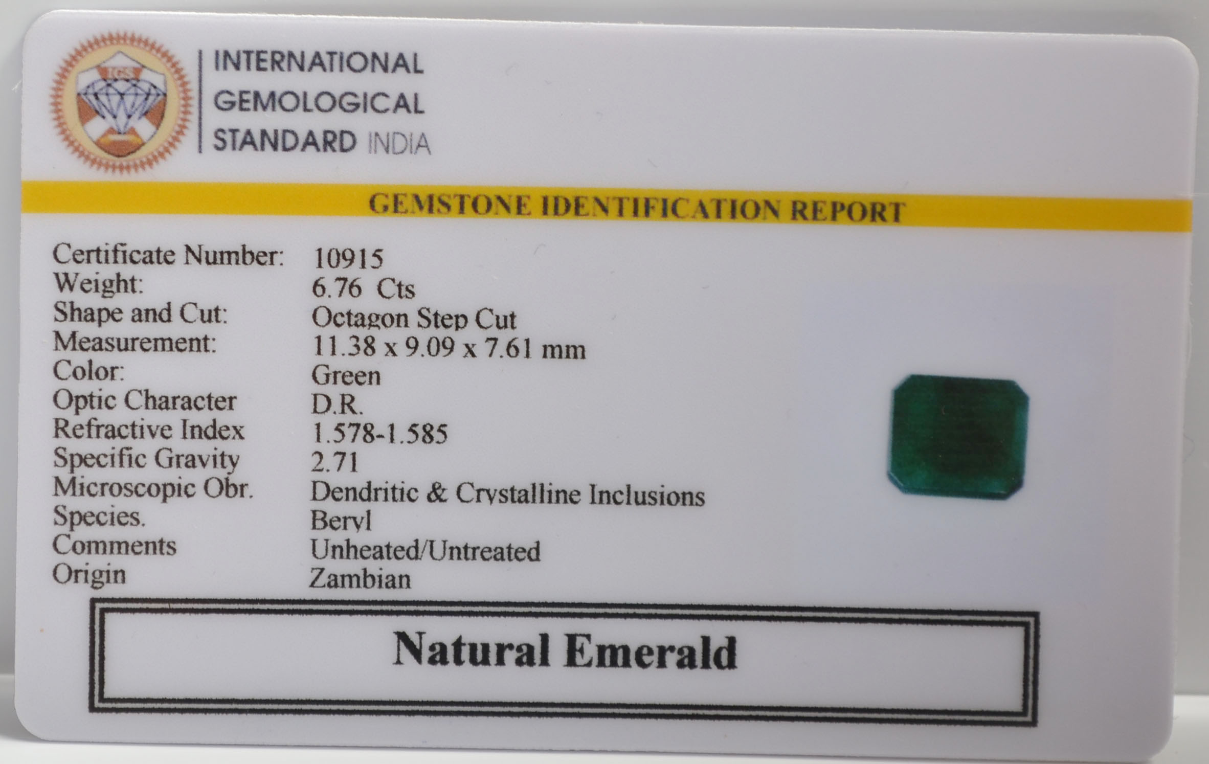 EMR22510 2 EMERALD 6.76 Ct.