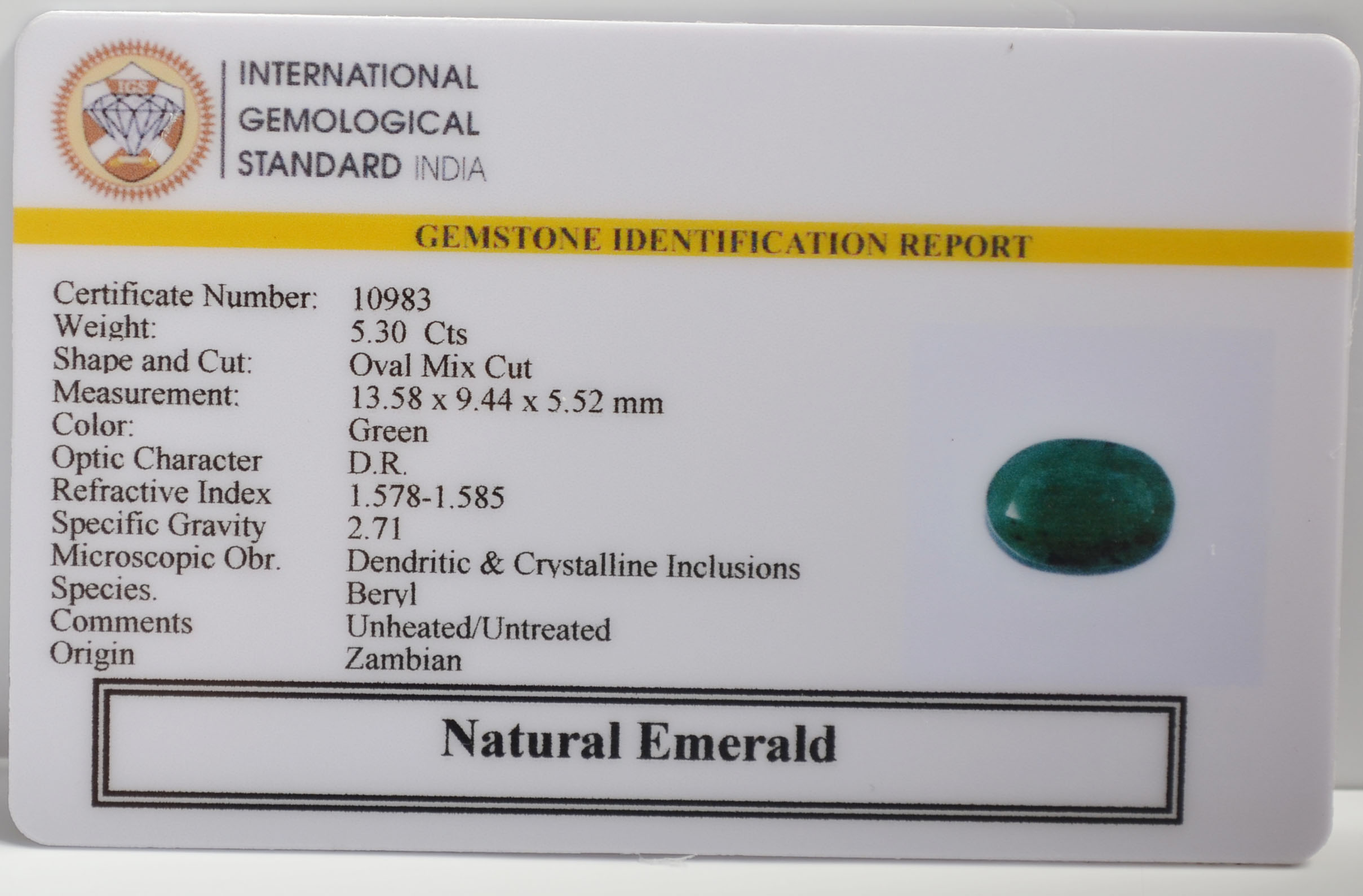 EMR22544 2 EMERALD 5.3 Ct.