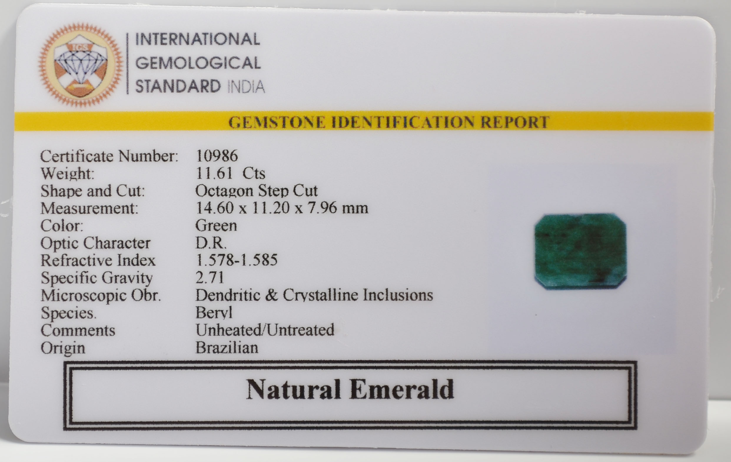 EMR22547 2 EMERALD 11.61 Ct.